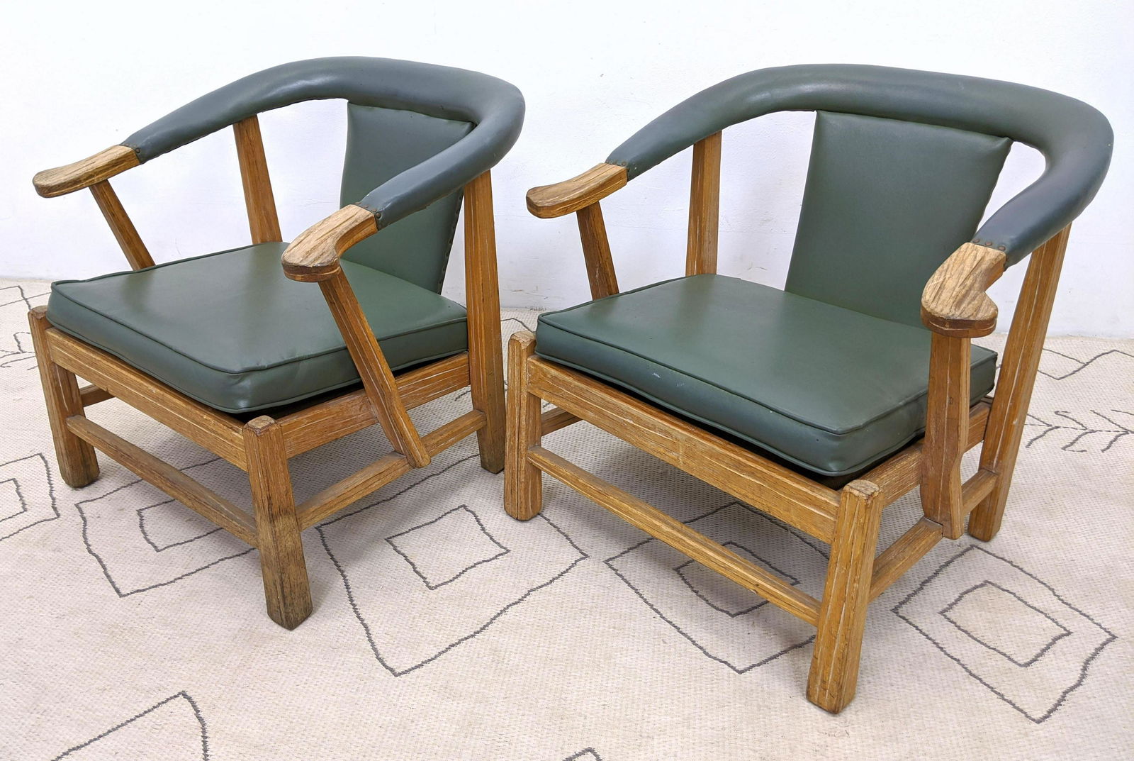 Pair Mid Century Modern Rustic Lounge Chairs.  Bull hor (1 of 13)