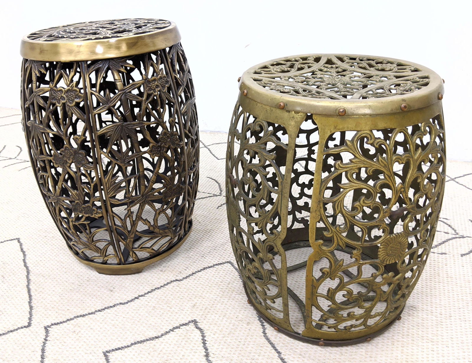 Two Contemporary Brass  Stools Garden seats. Non matchi (1 of 9)