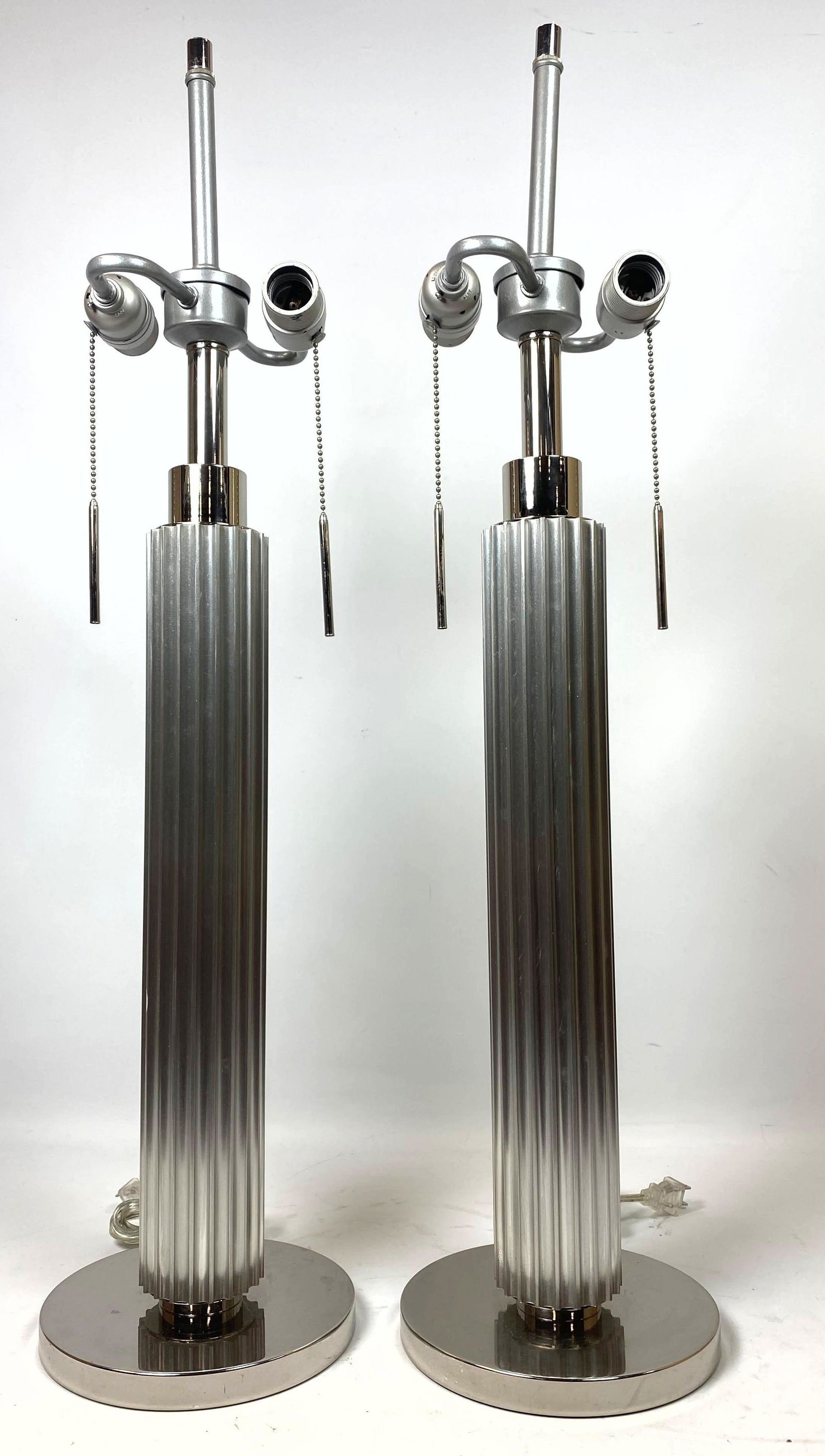 Pair Machine Age Style Table Lamps. Fluted Columns. (1 of 8)