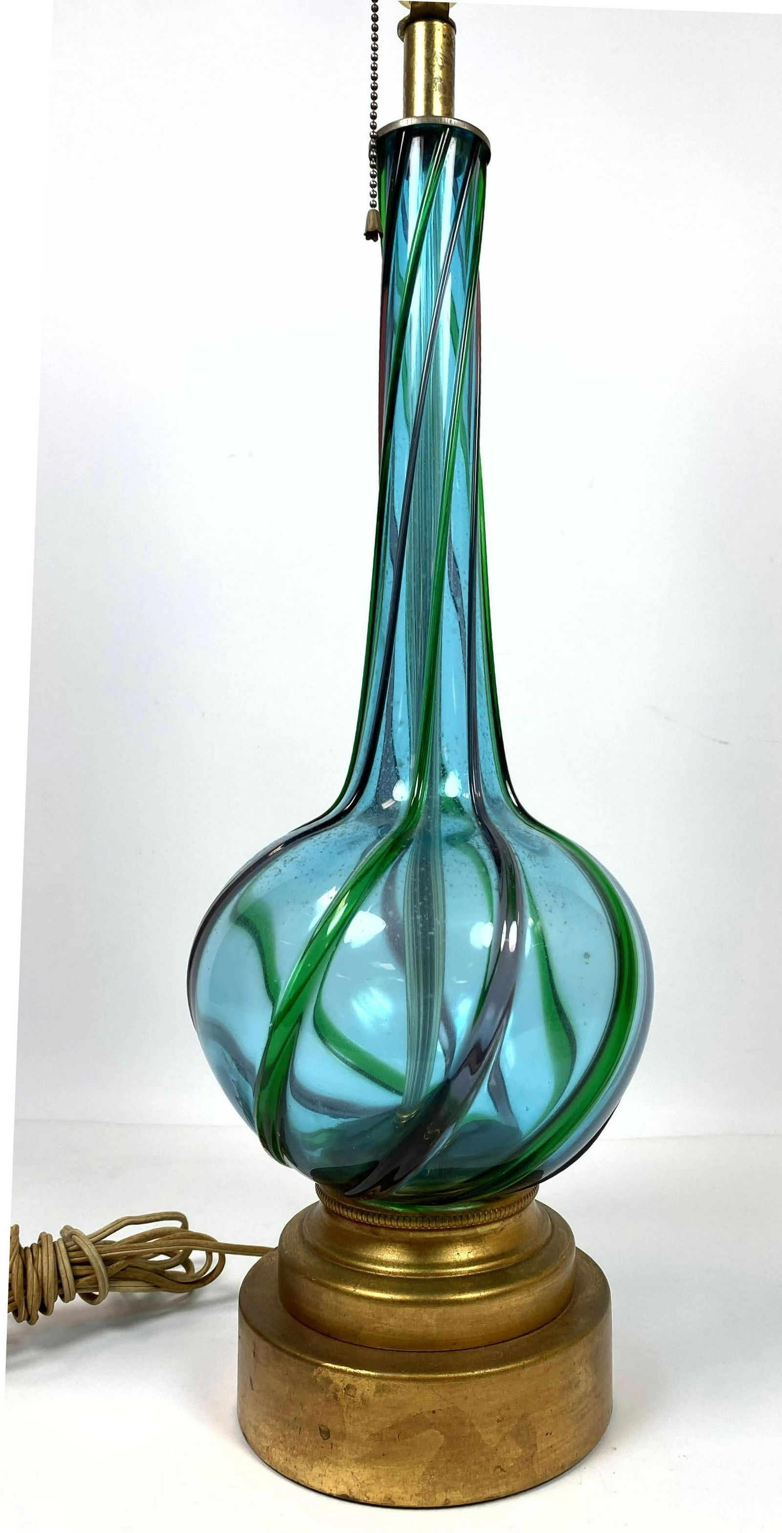 Murano Glass Table Lamp. Blue Green. (1 of 8)