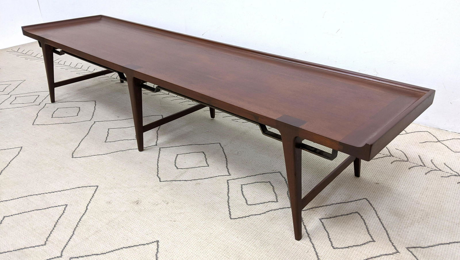 Unique Modernist Long Bench Table.  With Angled Brass S (1 of 12)