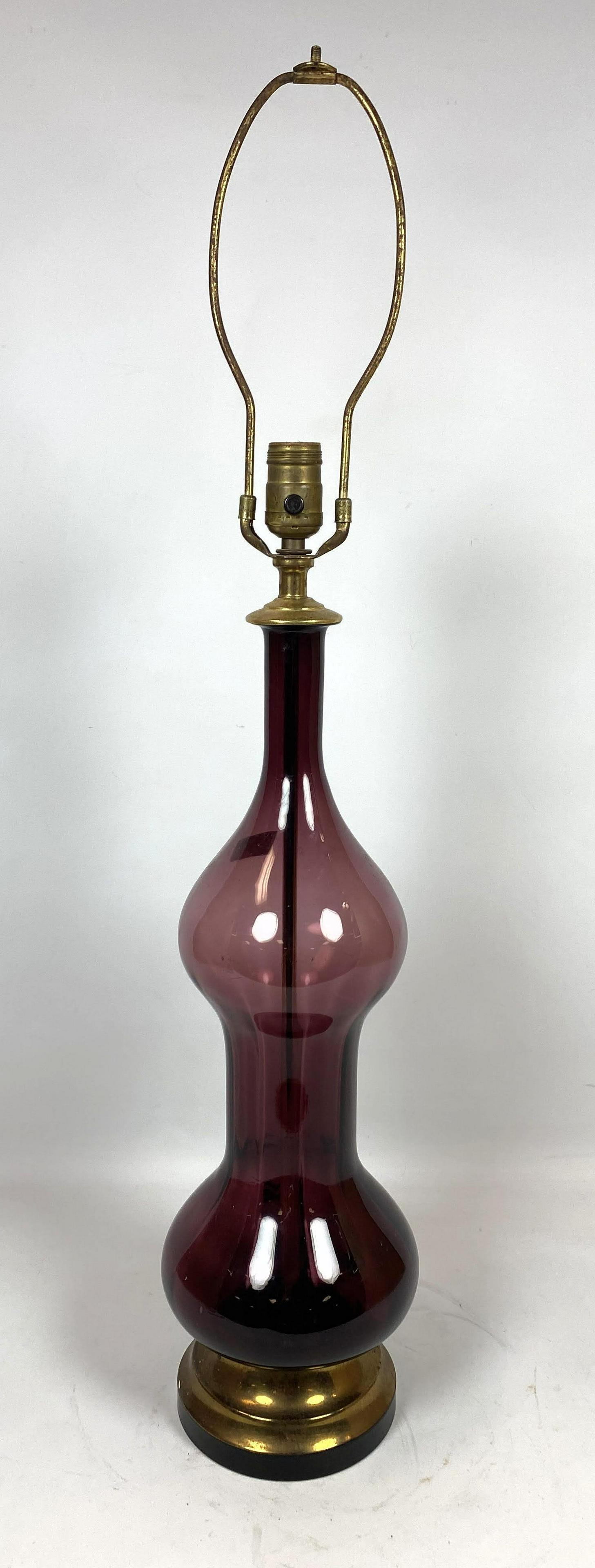 Purple Murano Glass Table Lamp. Metal base. (1 of 10)
