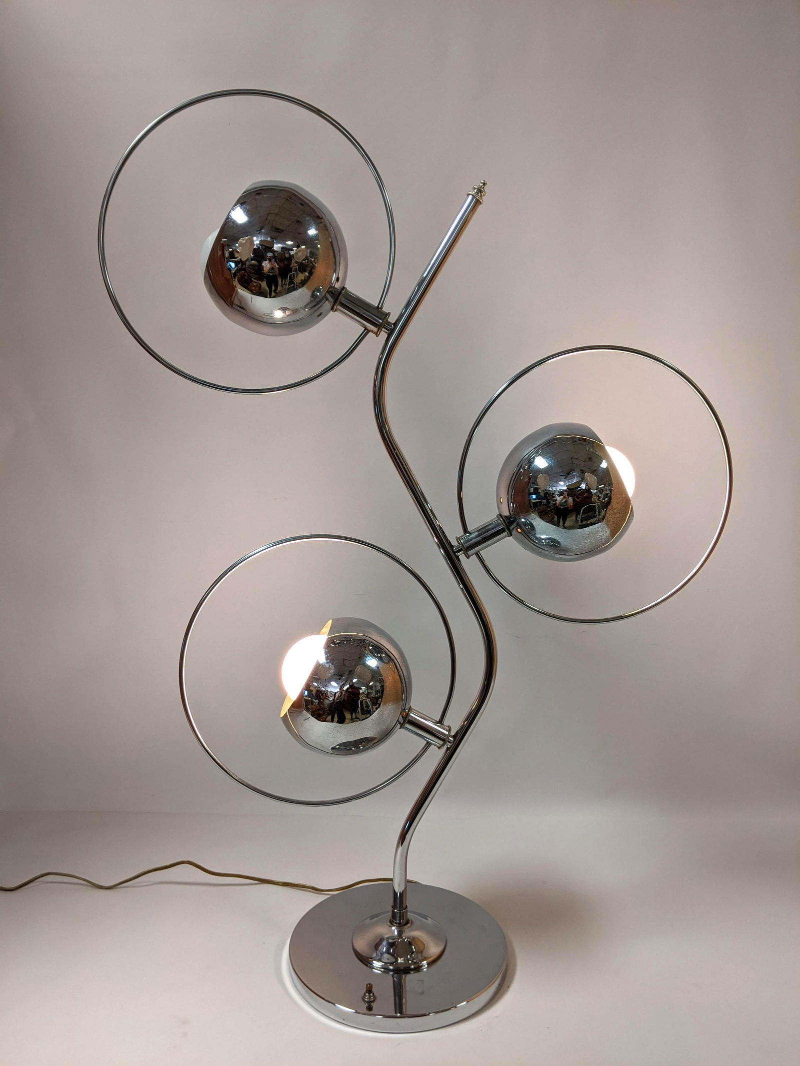 Mid Century Modern Chrome Table Lamp.  Sculptural form. (1 of 9)