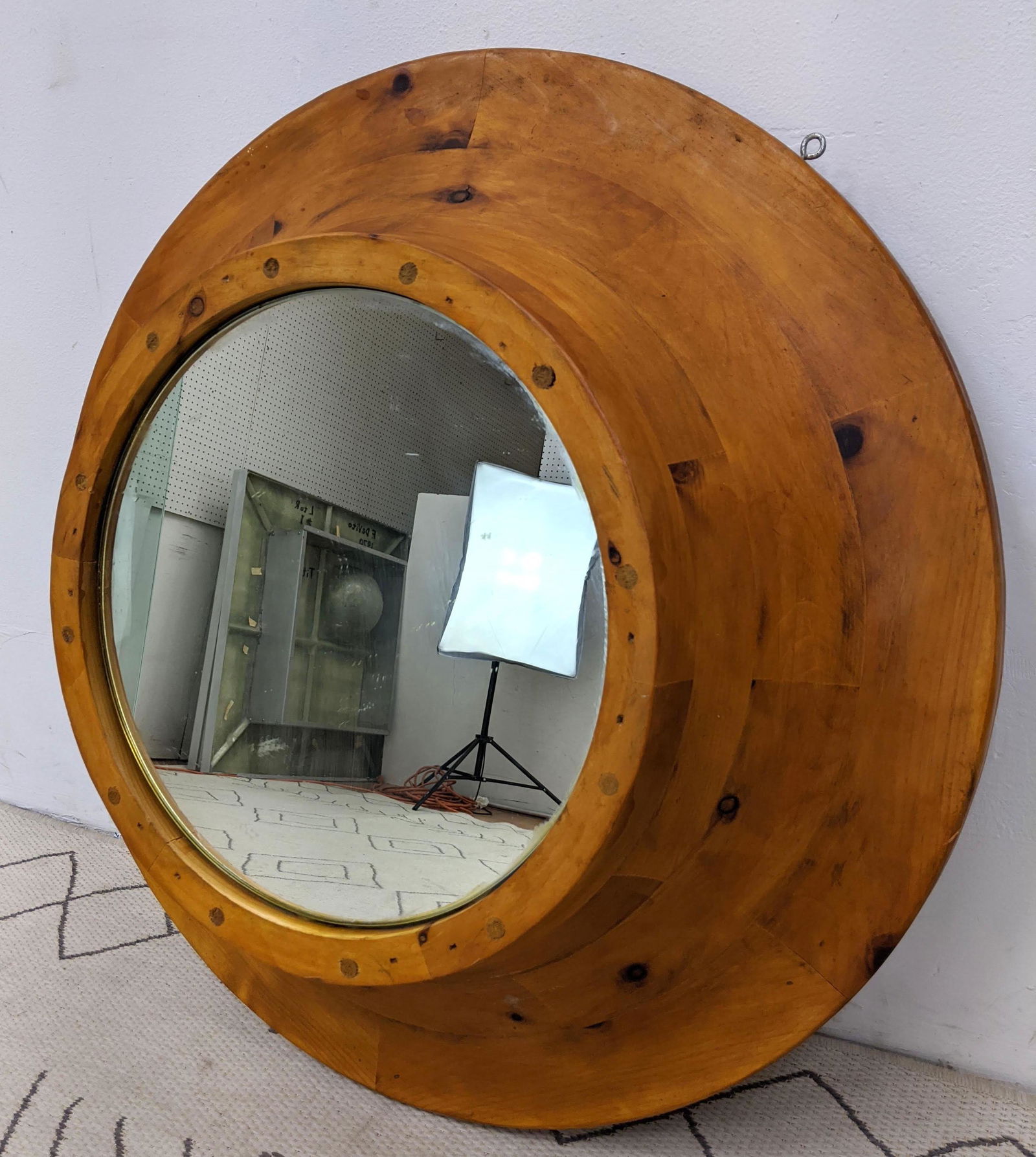 Deep Frame Pine Mirror. Port hole mirror. (1 of 7)