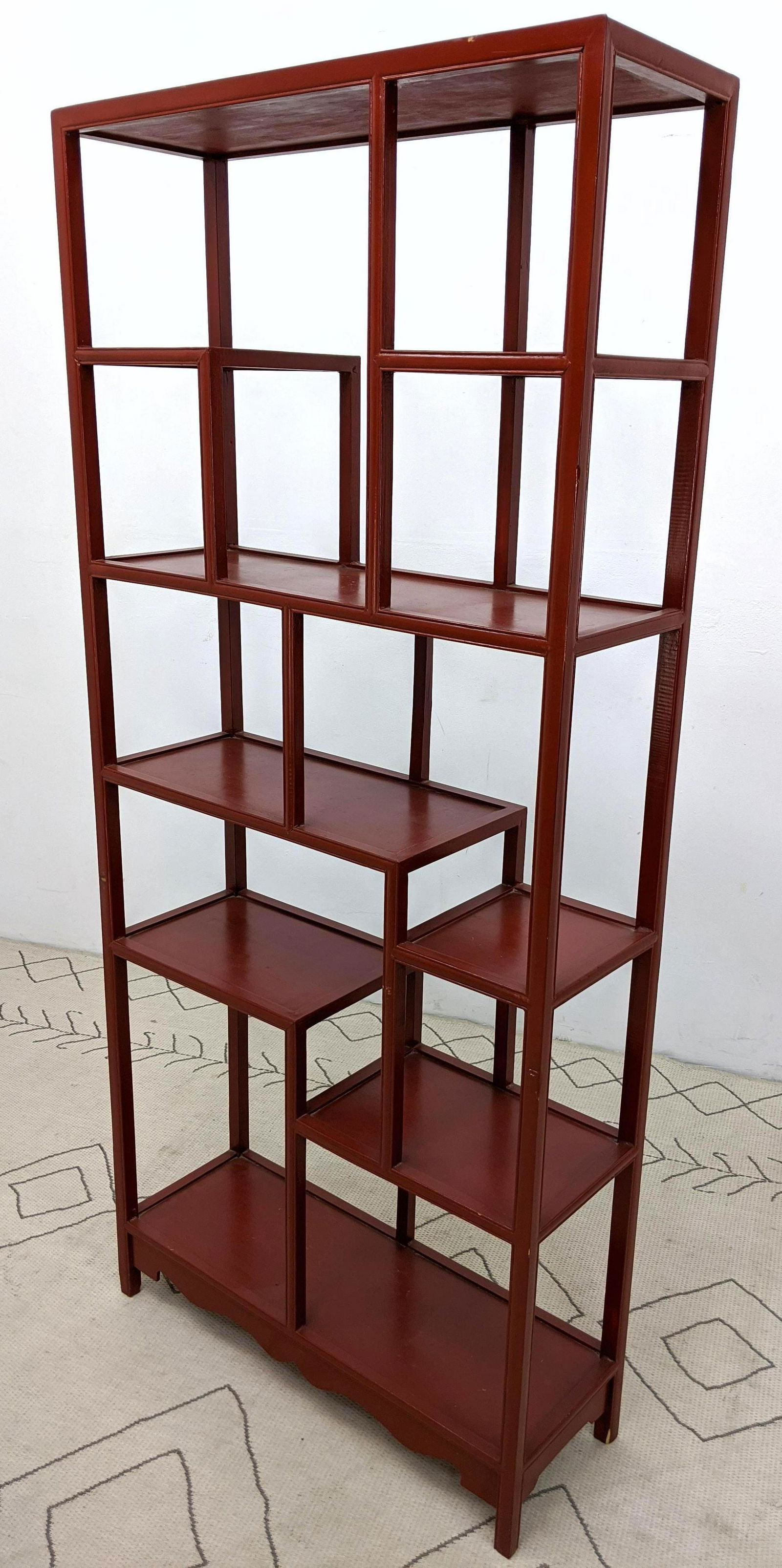 Red Painted Asian Style Etagere Shelf. (1 of 11)