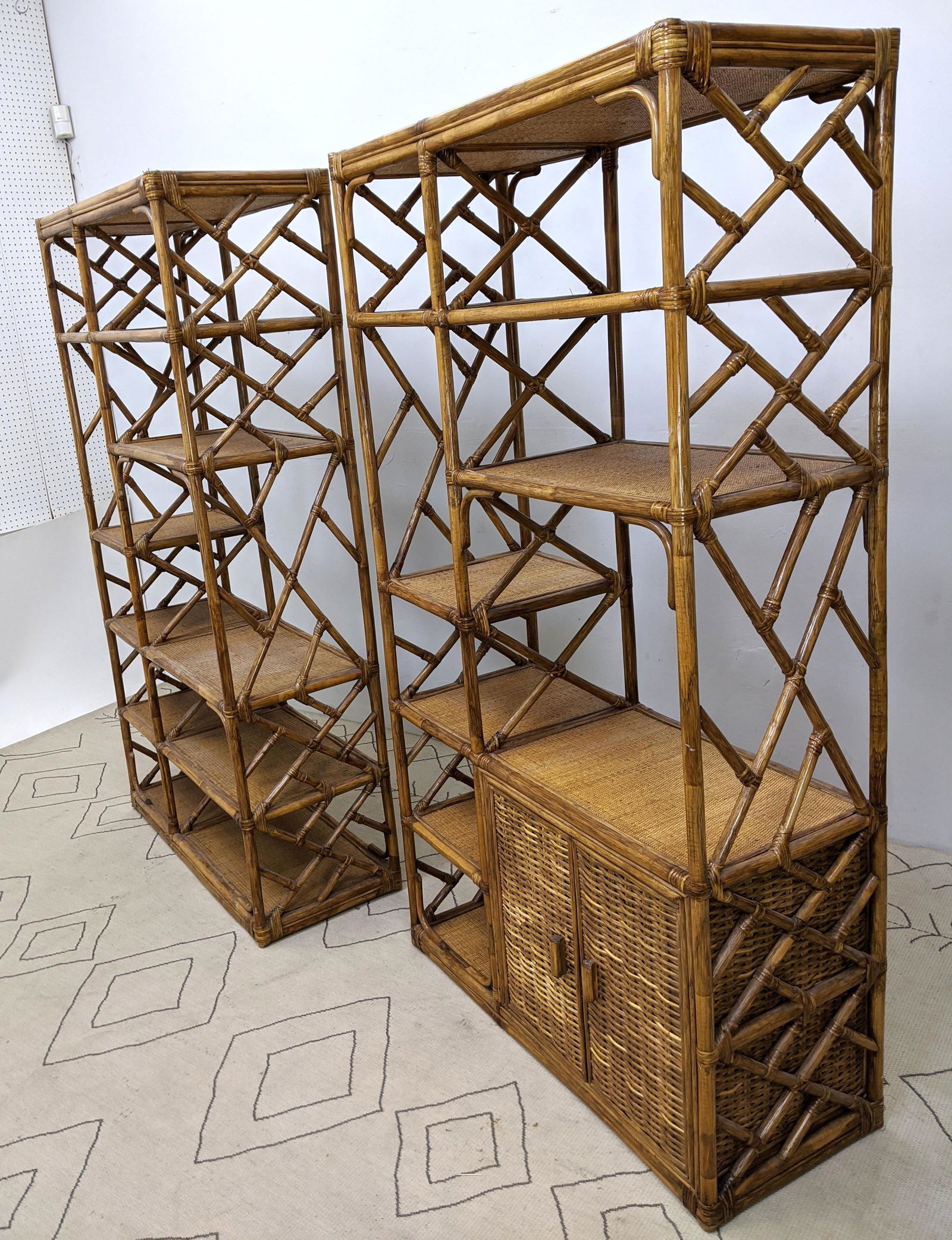 2pcs McGuire Style Bamboo and Rattan Etagere Shelf Unit (1 of 14)