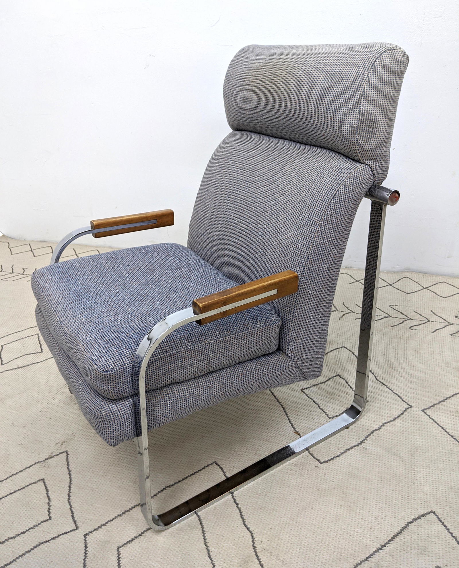 Mid Century Modern  Chrome Frame Lounge Chair.  Tall ba (1 of 15)