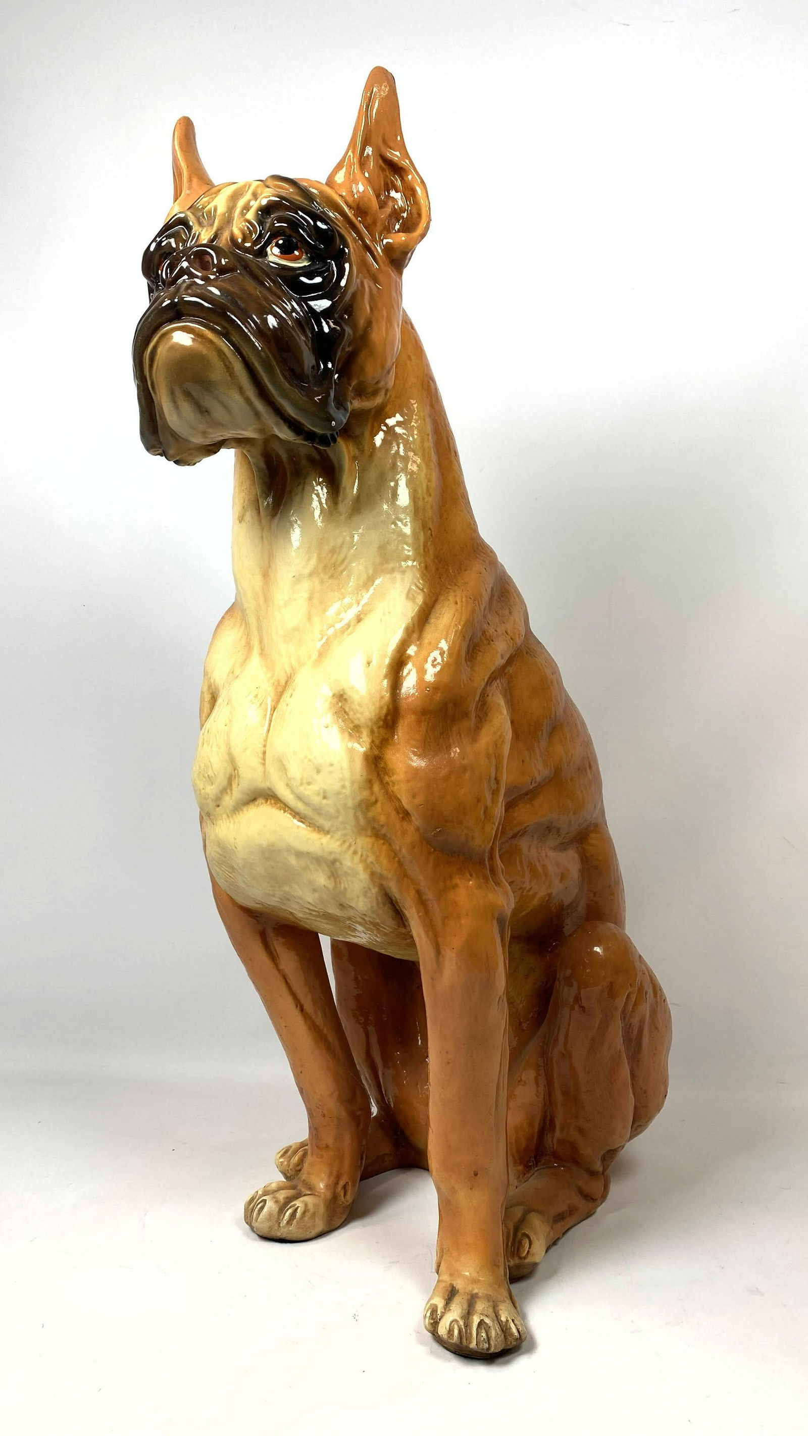 Large Composite Sculpture of Seated Dog.  Muscular form (1 of 7)