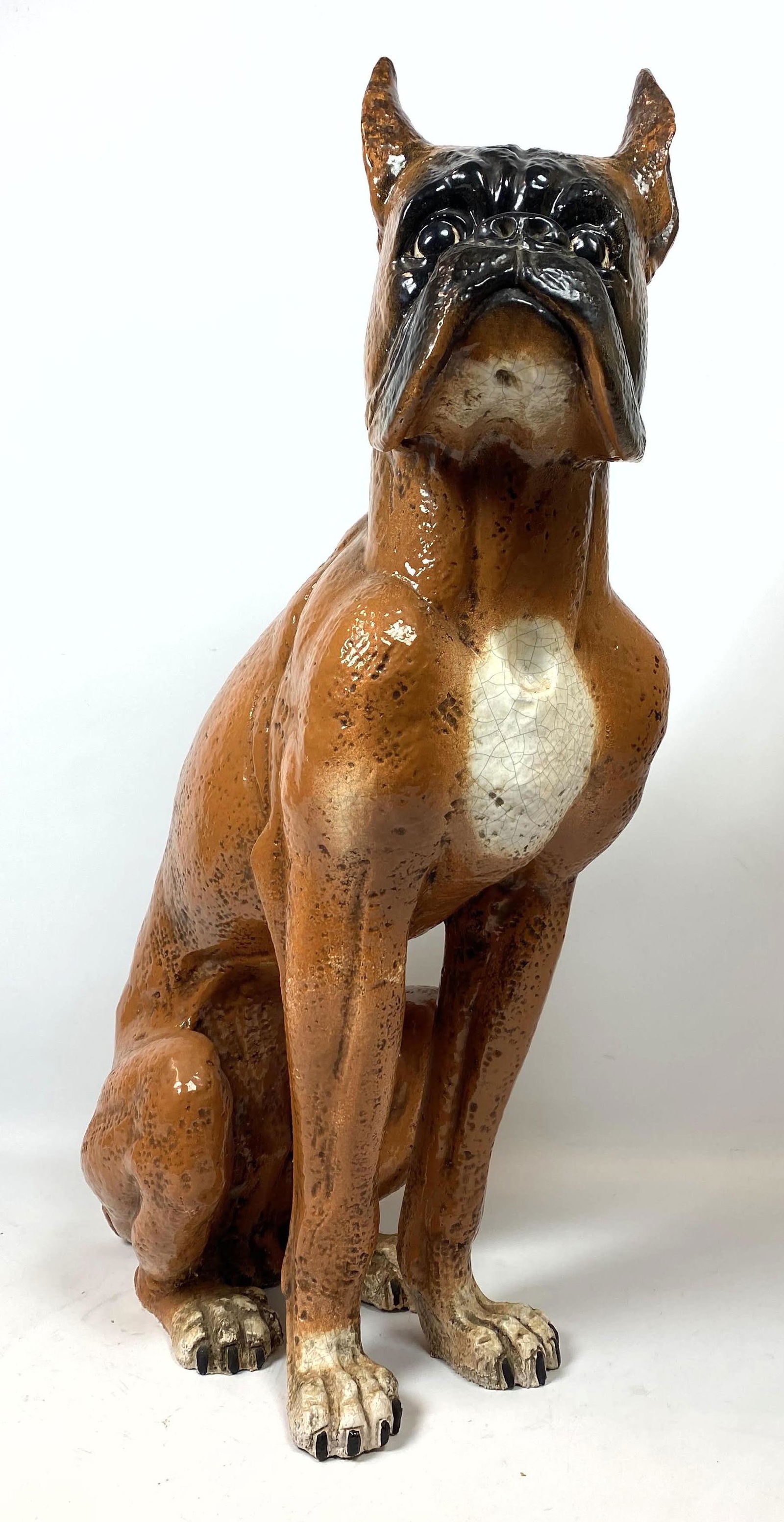 Large Italian Pottery Dog Sculpture.  Signed IB Italy f (1 of 11)