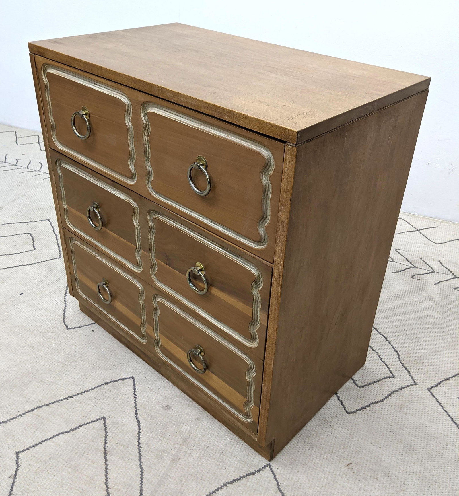 DOROTHY DRAPER Style 3 Drawer Chest Dresser. Natural wo: DOROTHY DRAPER Style 3 Drawer Chest Dresser. Natural wood finish. -- Dimensions: H: 32 inches: W: 30 inches: D: 18 inches ---