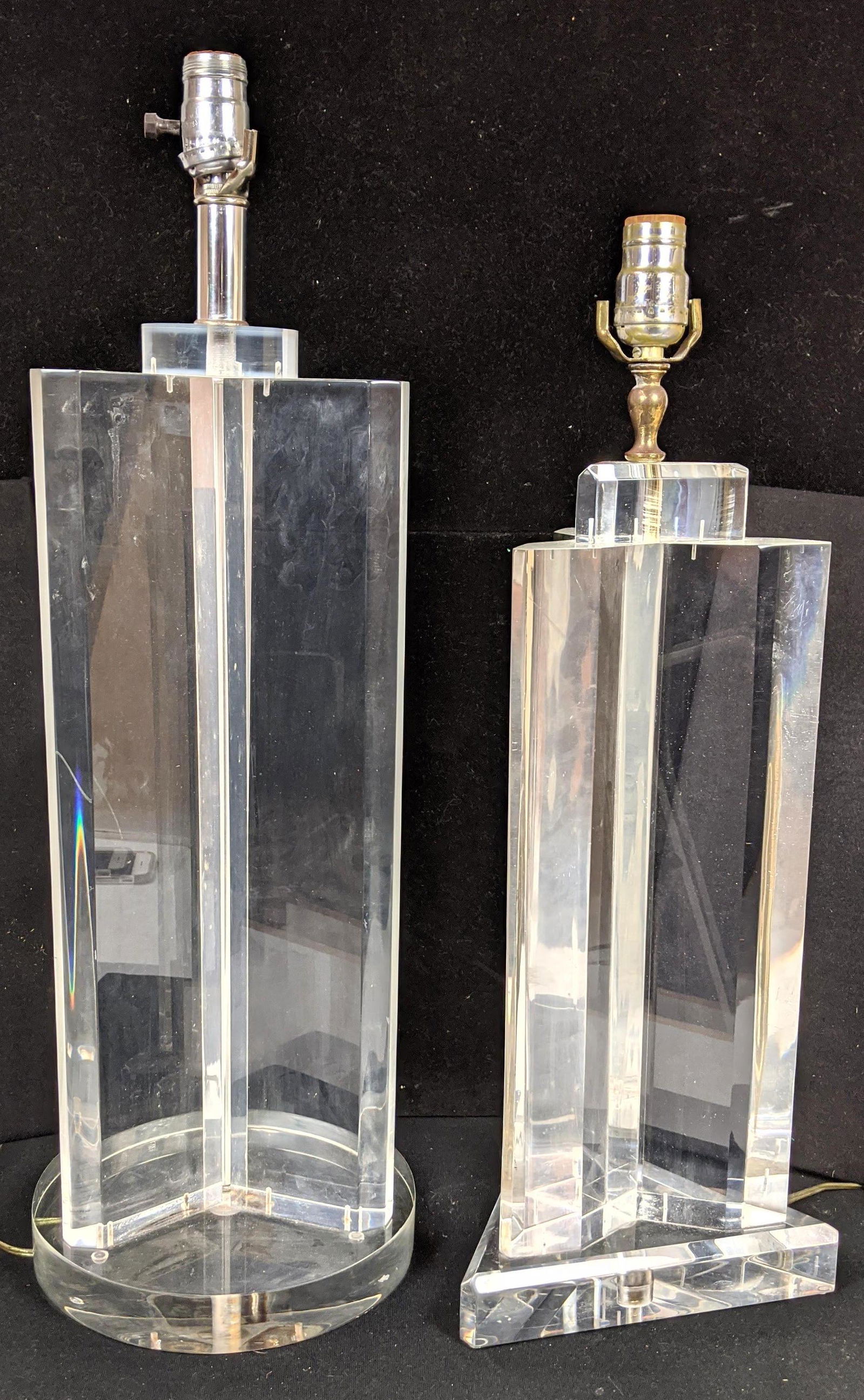 2pcs 70s Modern Lucite Table Lamps. (1 of 13)
