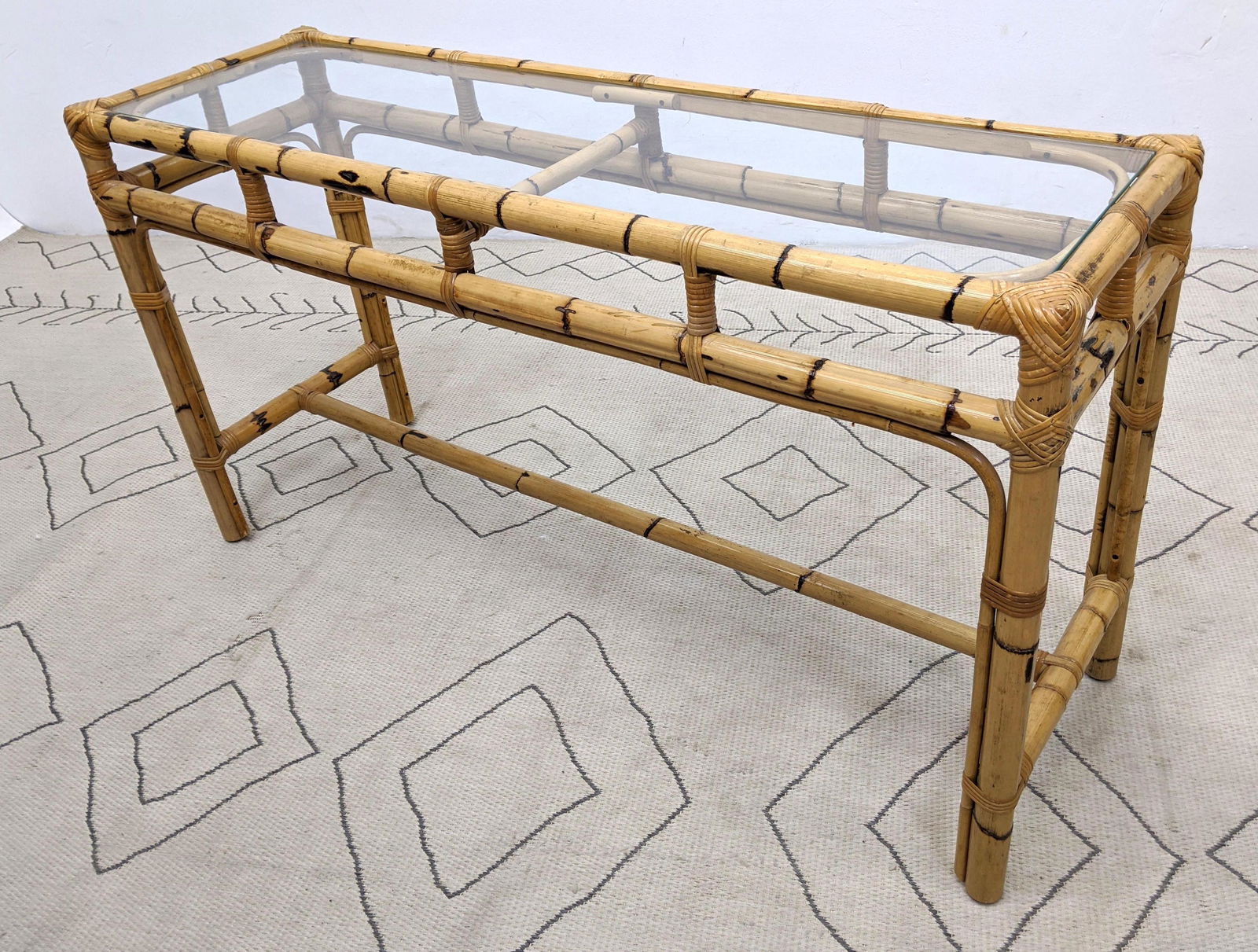 Miami Modern Bamboo Rattan Sofa Console Hall Table. Ins (1 of 7)