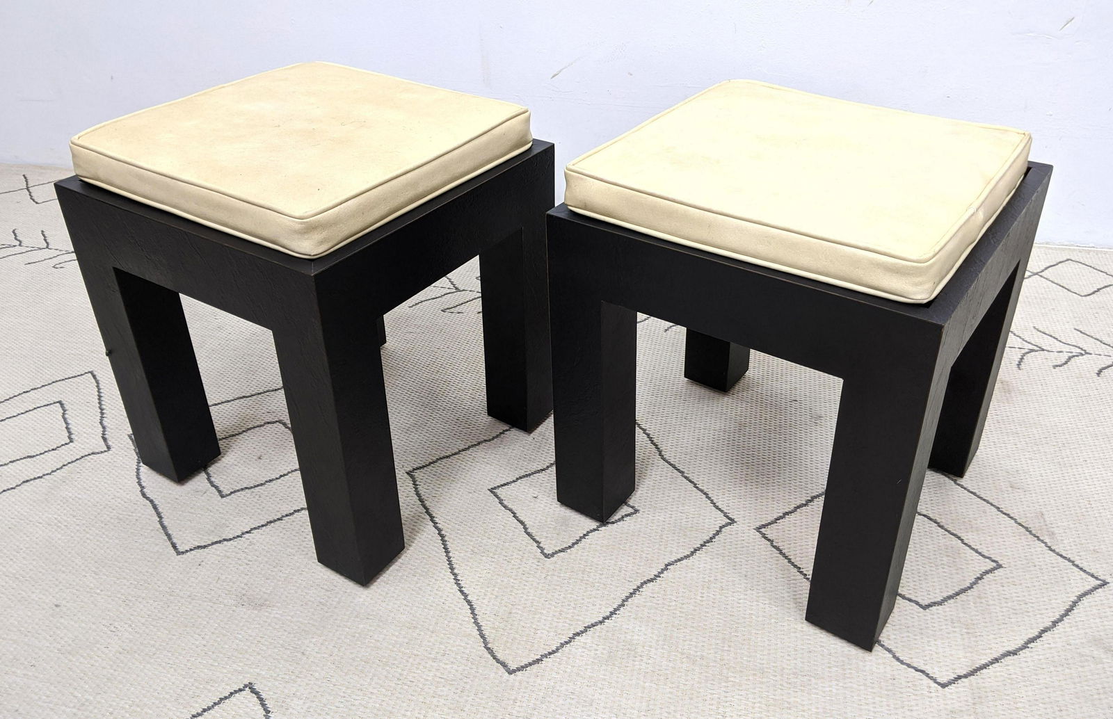Pair Mid Century Modern  Laminate Stool Tables with Vin (1 of 8)