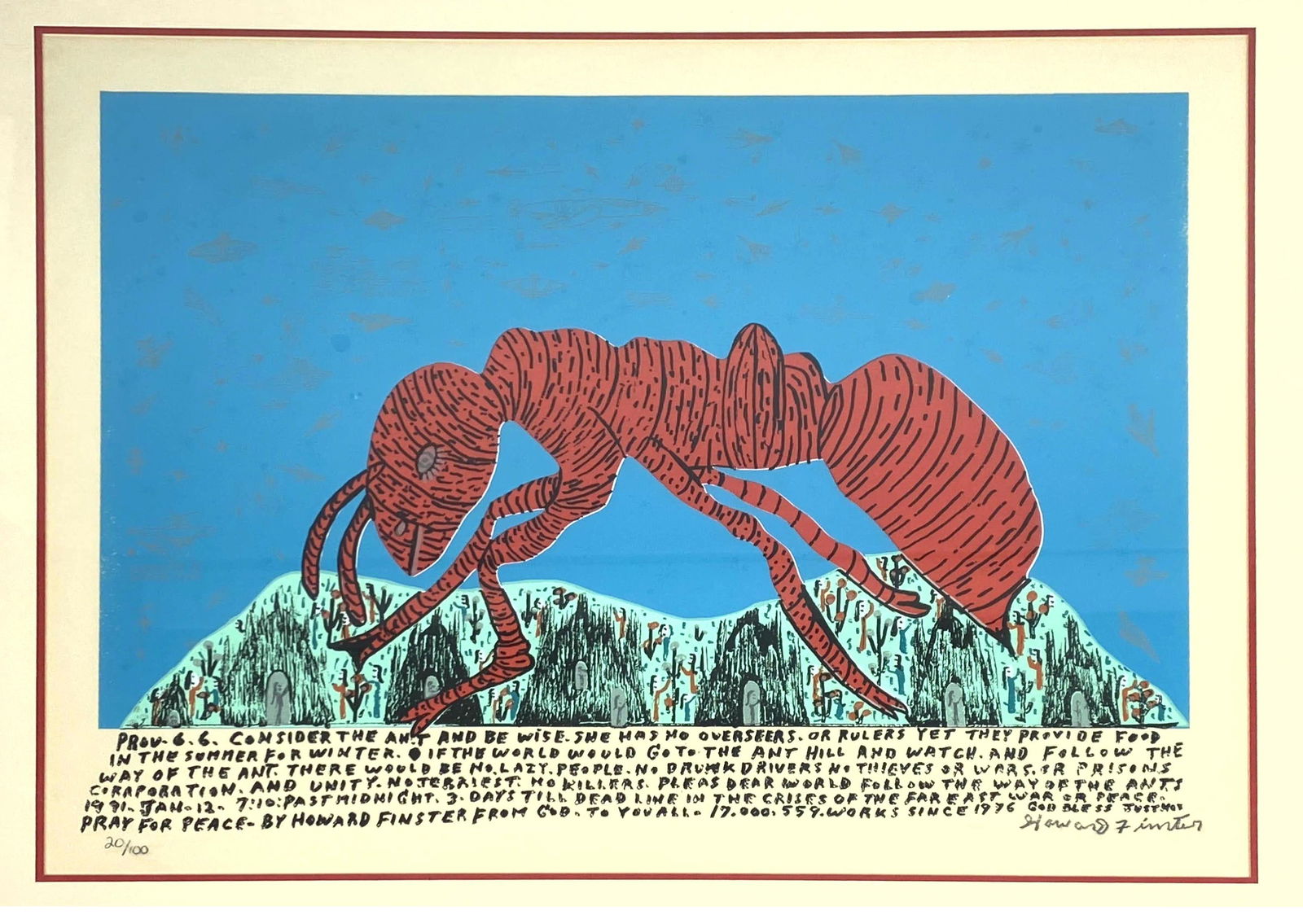 HOWARD FINSTER Signed and Numbered Print. 20/100.  Fram (1 of 9)