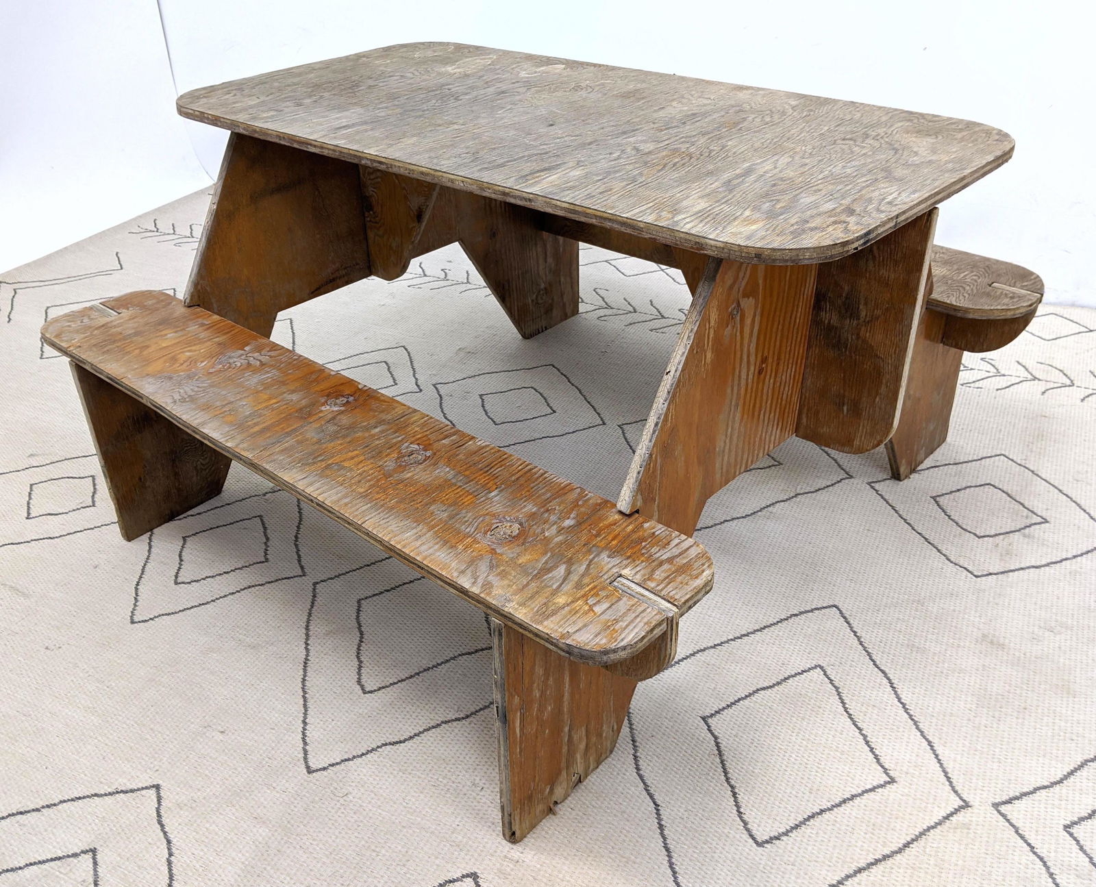 1940s Constructivist Plywood Childrens Picnic Bench (1 of 8)