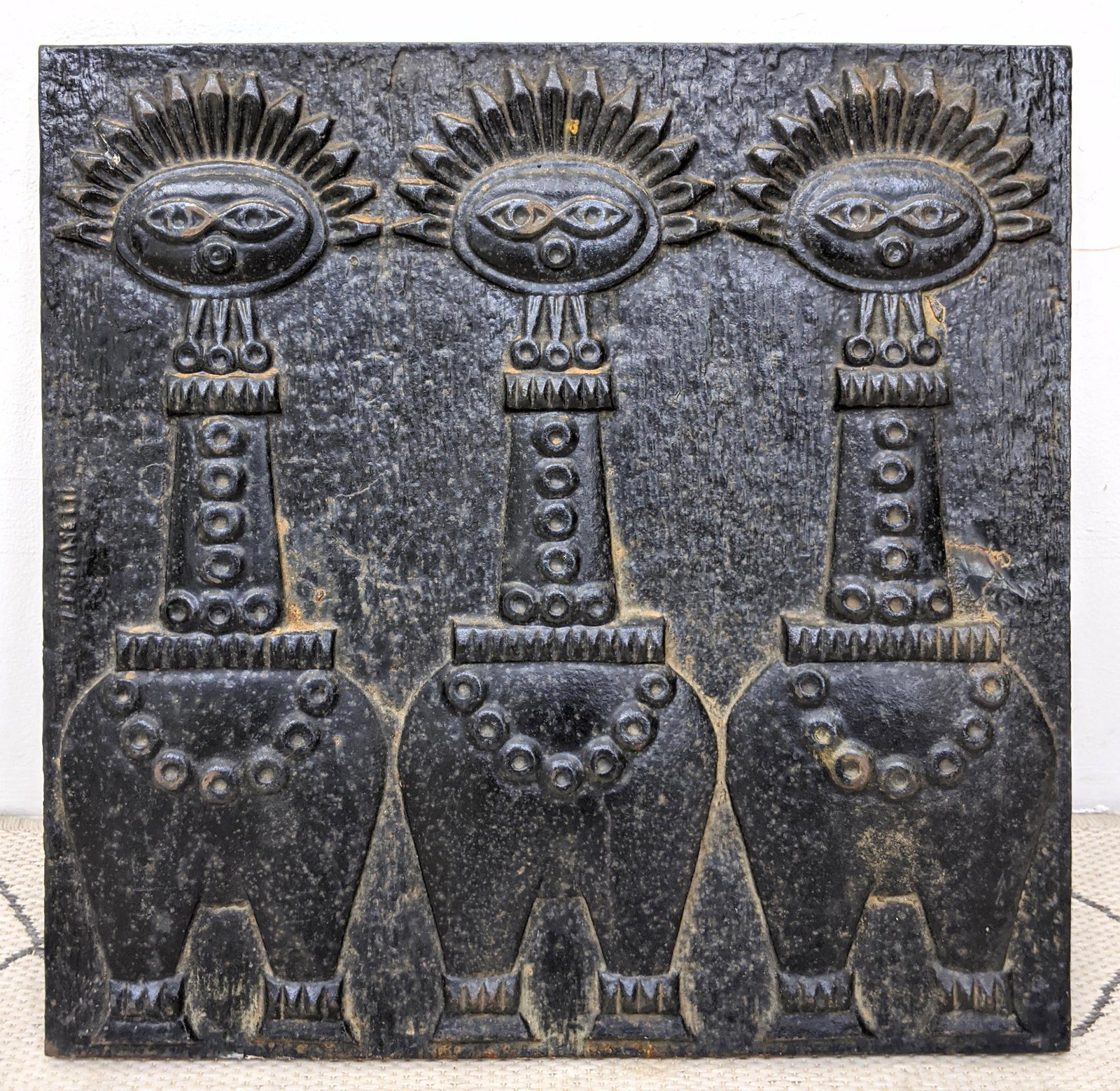 TOMASETTI Heavy Iron Plaque Three Figures. Very Heavy. (1 of 8)