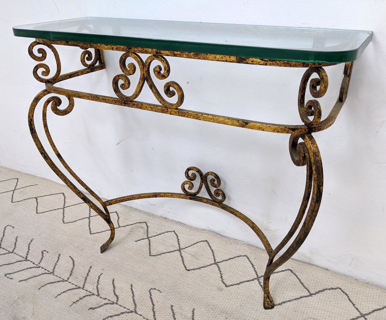 Gilt Italian Iron Wall Mount Console Table with Thick G (1 of 8)