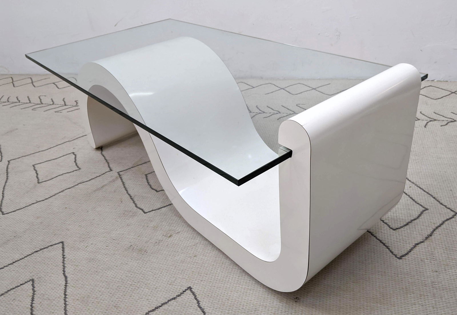 70s Modern Formica Wave Coffee Cocktail TAble with Thic (1 of 8)