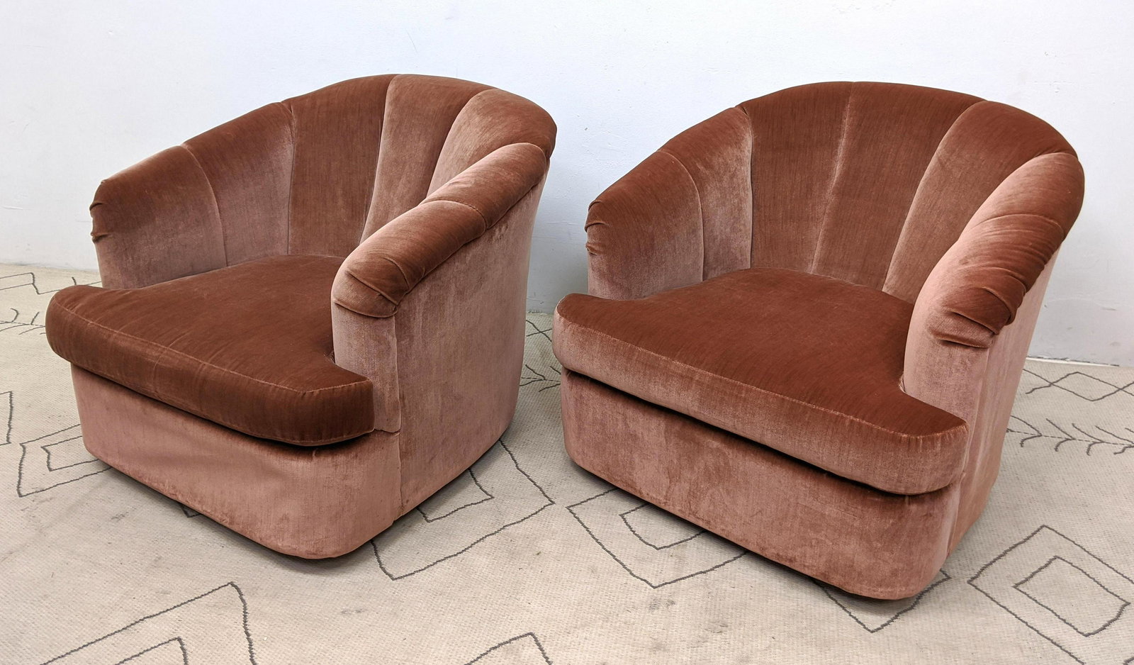 Pair Channel Back Tub Lounge Chairs. Swivel base. (1 of 10)