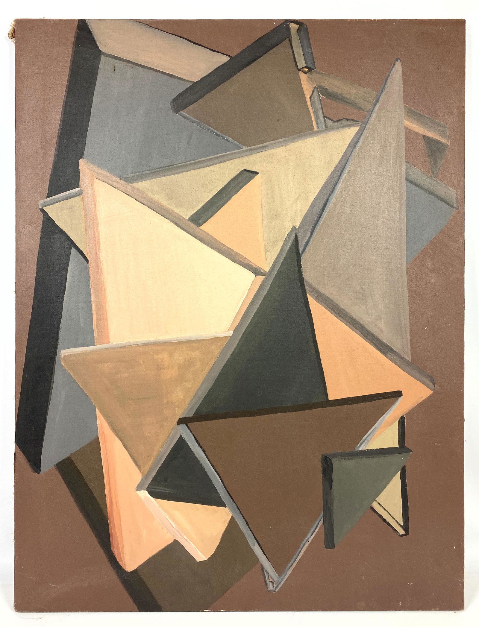Modernist Geometric Oil Painting on Canvas. Unsigned. (1 of 6)