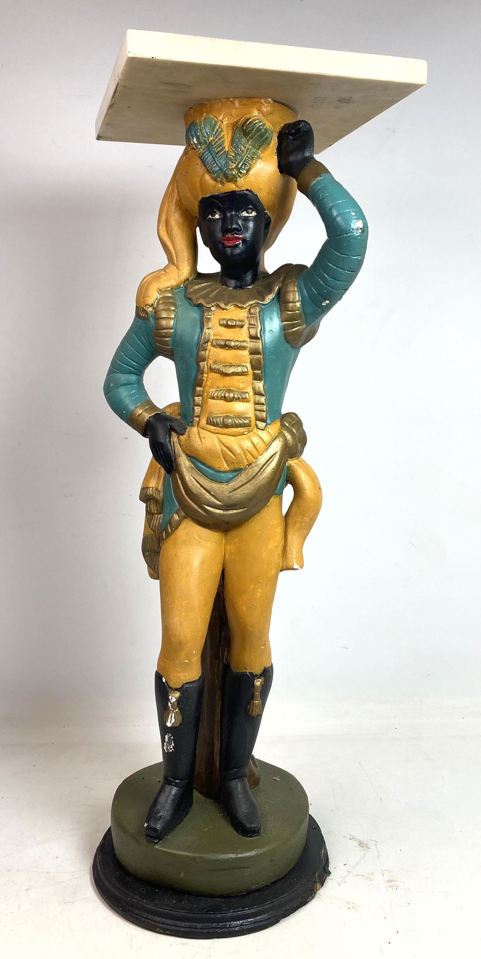 Blackamoor Figural Side Table Stand.  Marble top. (1 of 13)