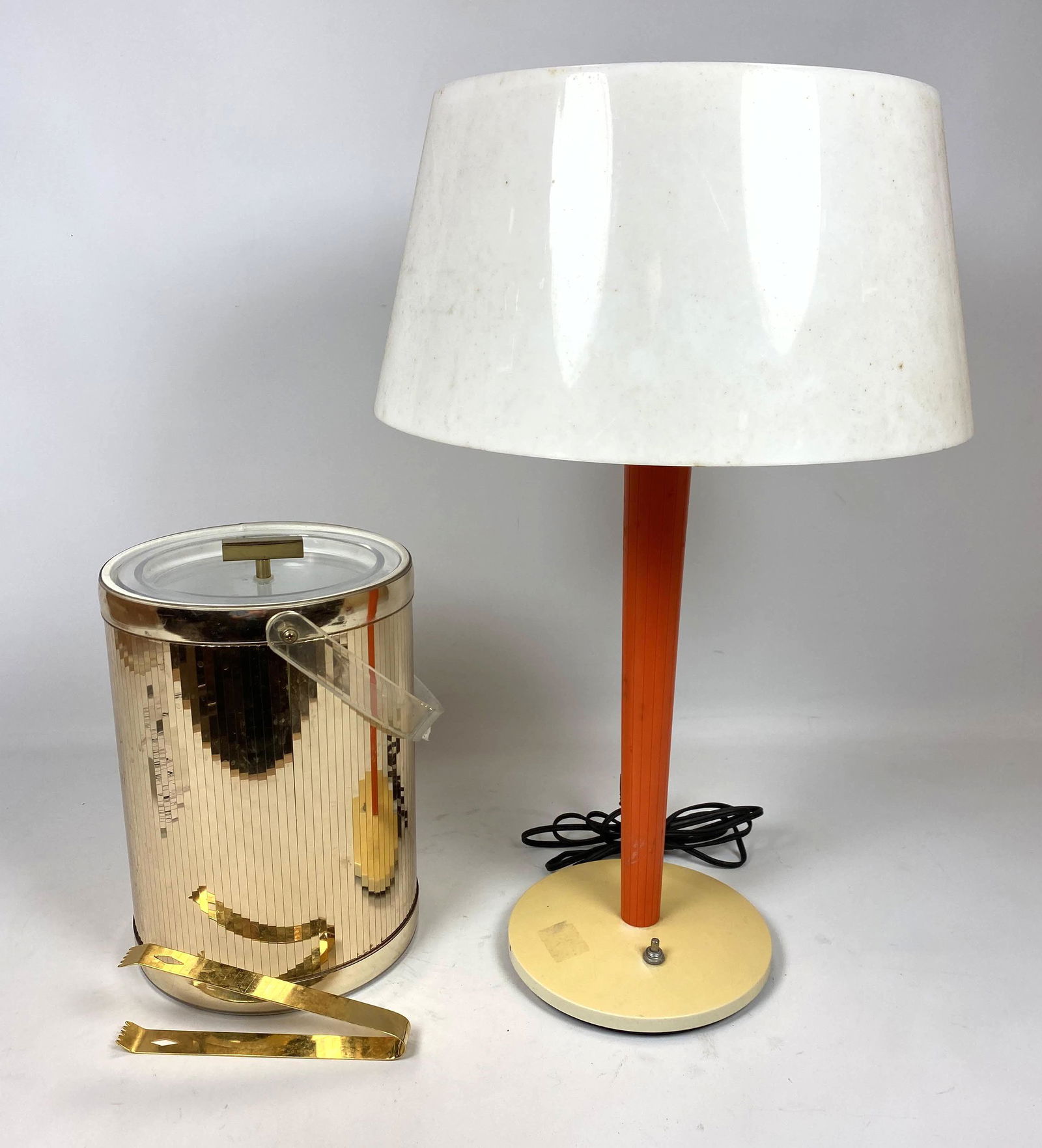 2pc Mid Century Modern Lot.  Plastic lightolier lamp an (1 of 20)