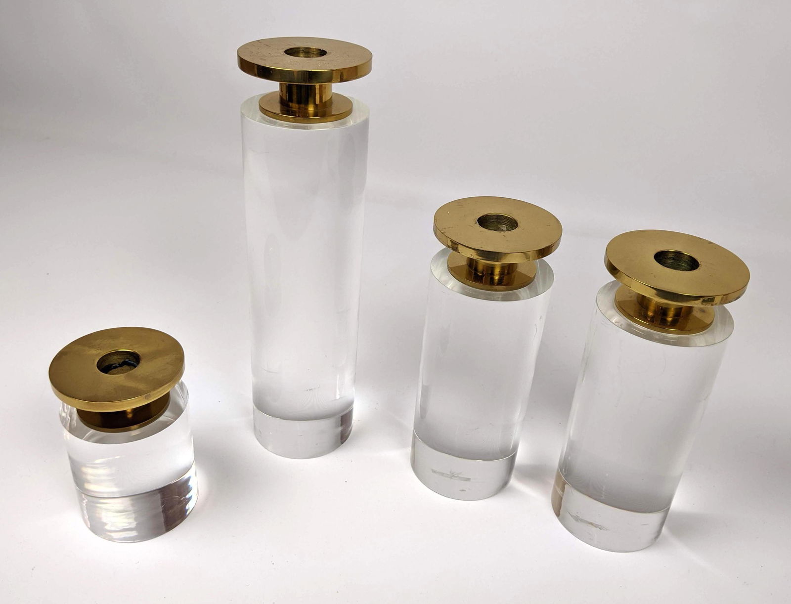 4 Lucite and brass candle holders. (1 of 7)