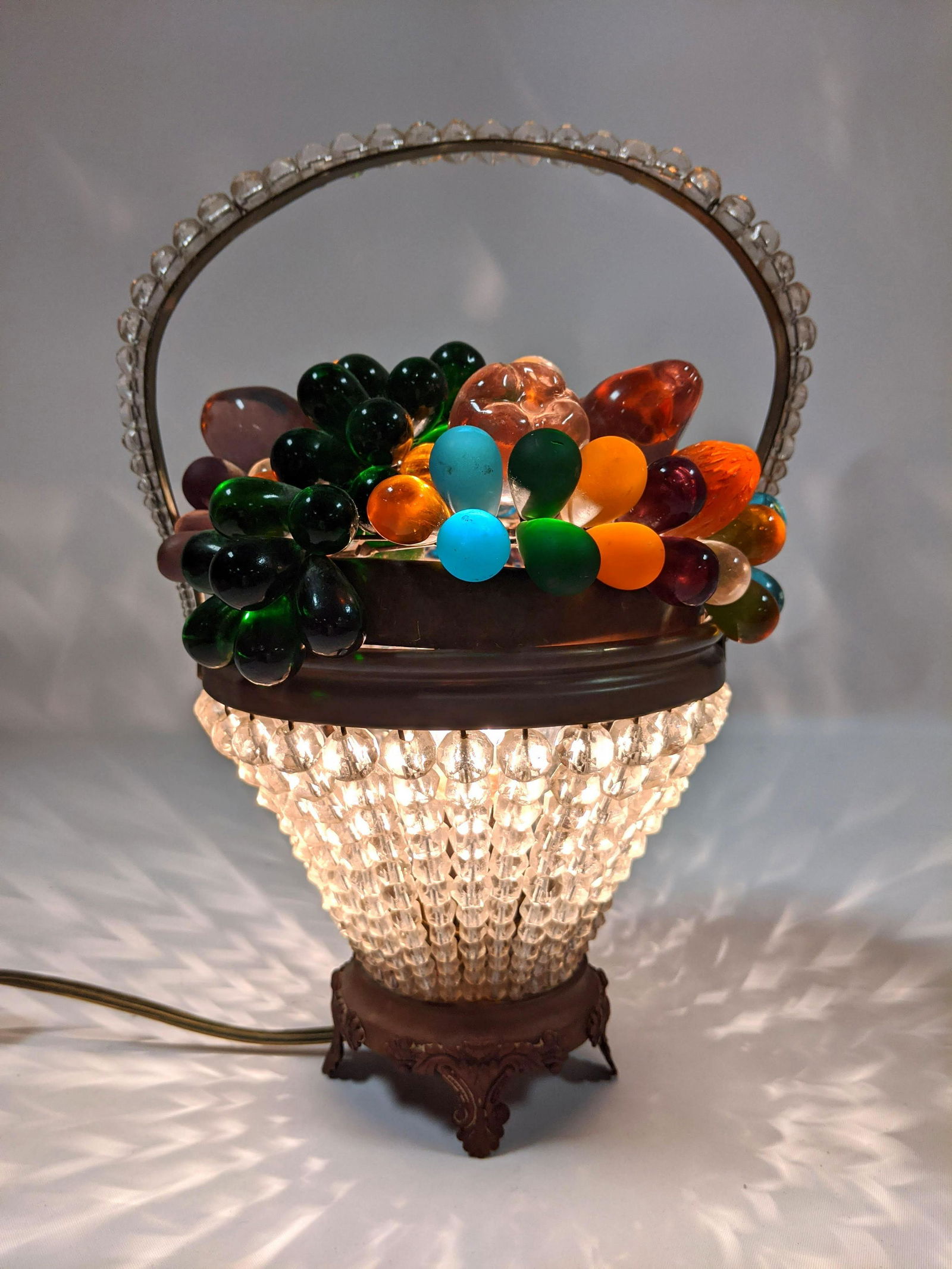 Vintage Fruit Basket Table Lamp.  Czech Glass (1 of 11)