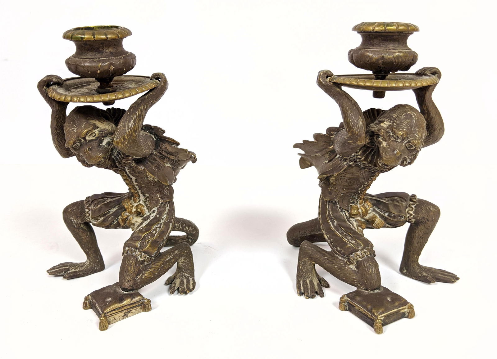 Pair Bronze Flying Monkey Candle Holders.  Figural Cand (1 of 12)