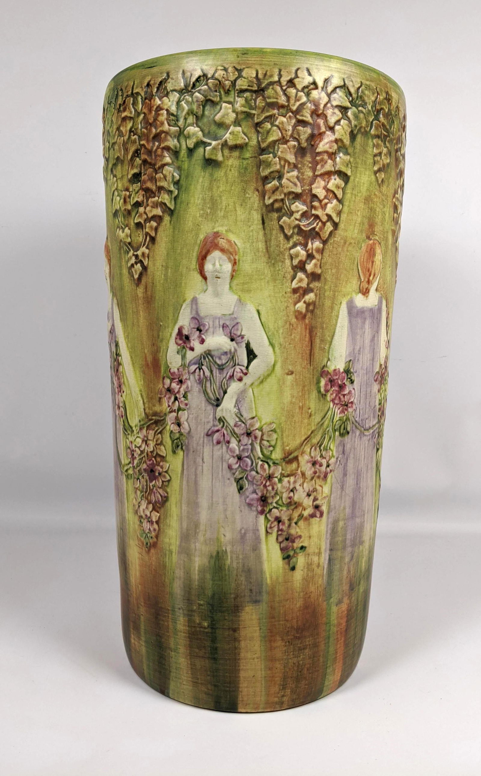 WELLER Pottery Umbrella Stand.  Flemish Ware. ZONA Patt (1 of 11)