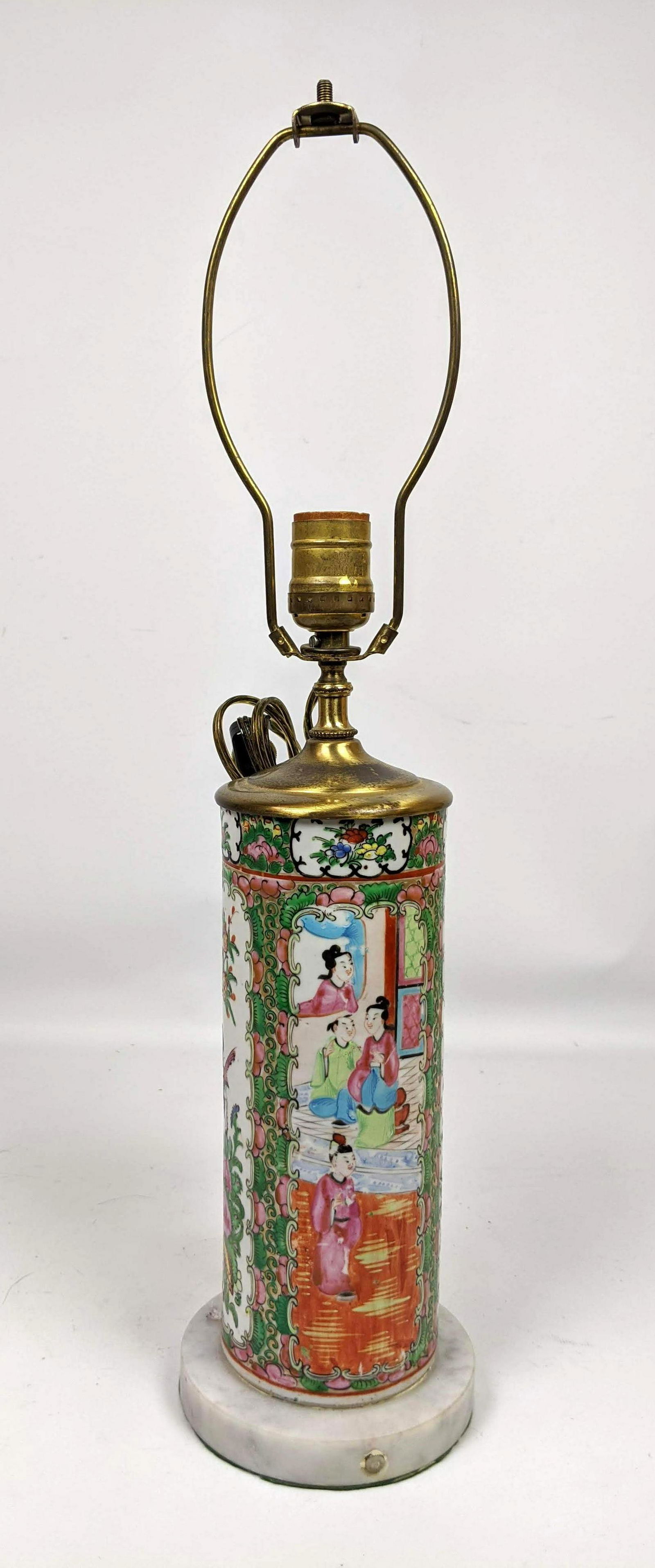 Rose Medallion Table Lamp. Mounted on marble base. (1 of 10)