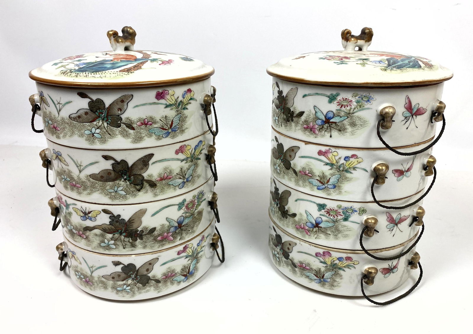 Pair Chinese Stacking Porcelain Food Pots.   Sweetmeats (1 of 15)