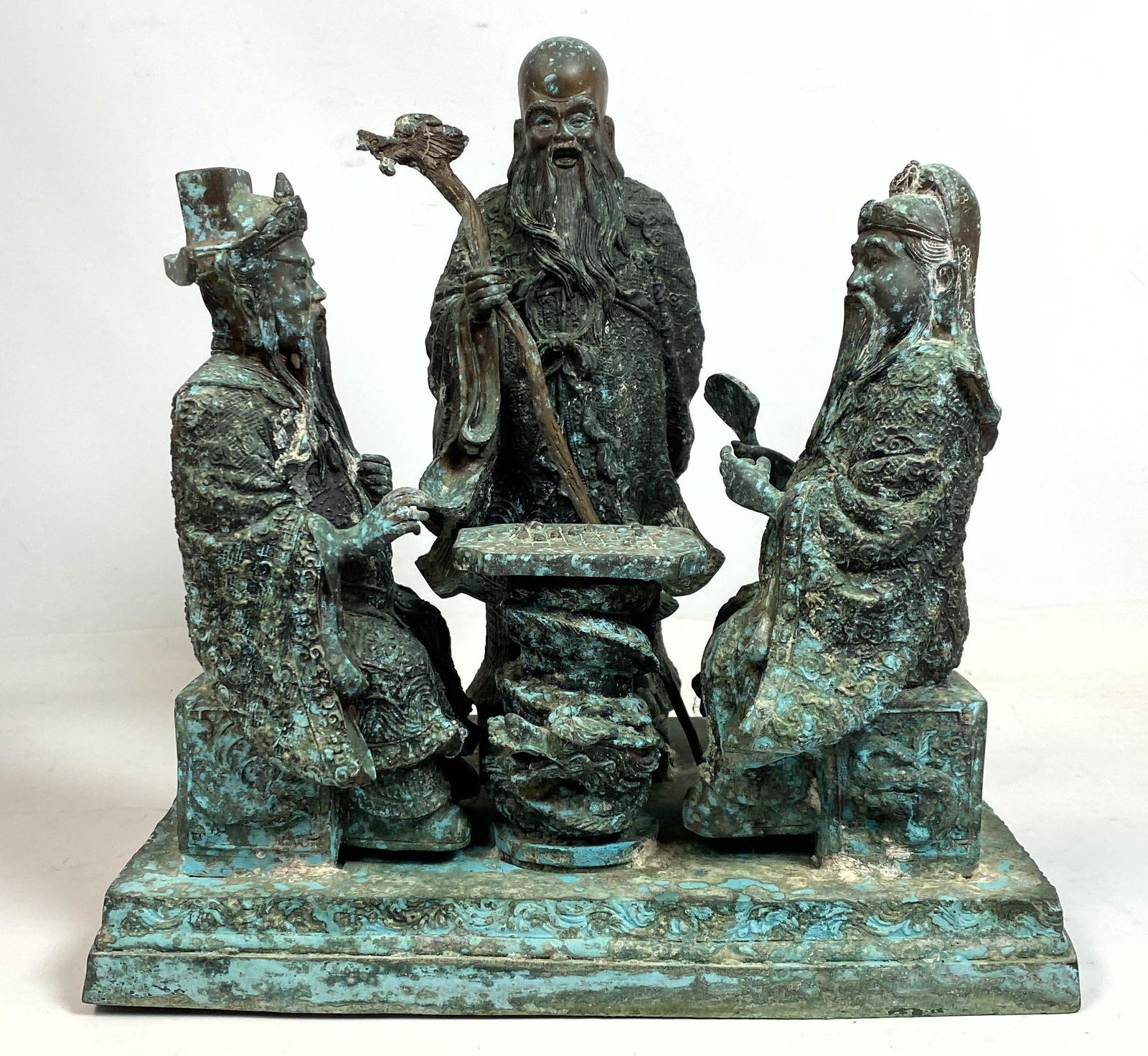 Bronze Figural Grouping Sculpture.  Asian Figures at Ga (1 of 9)