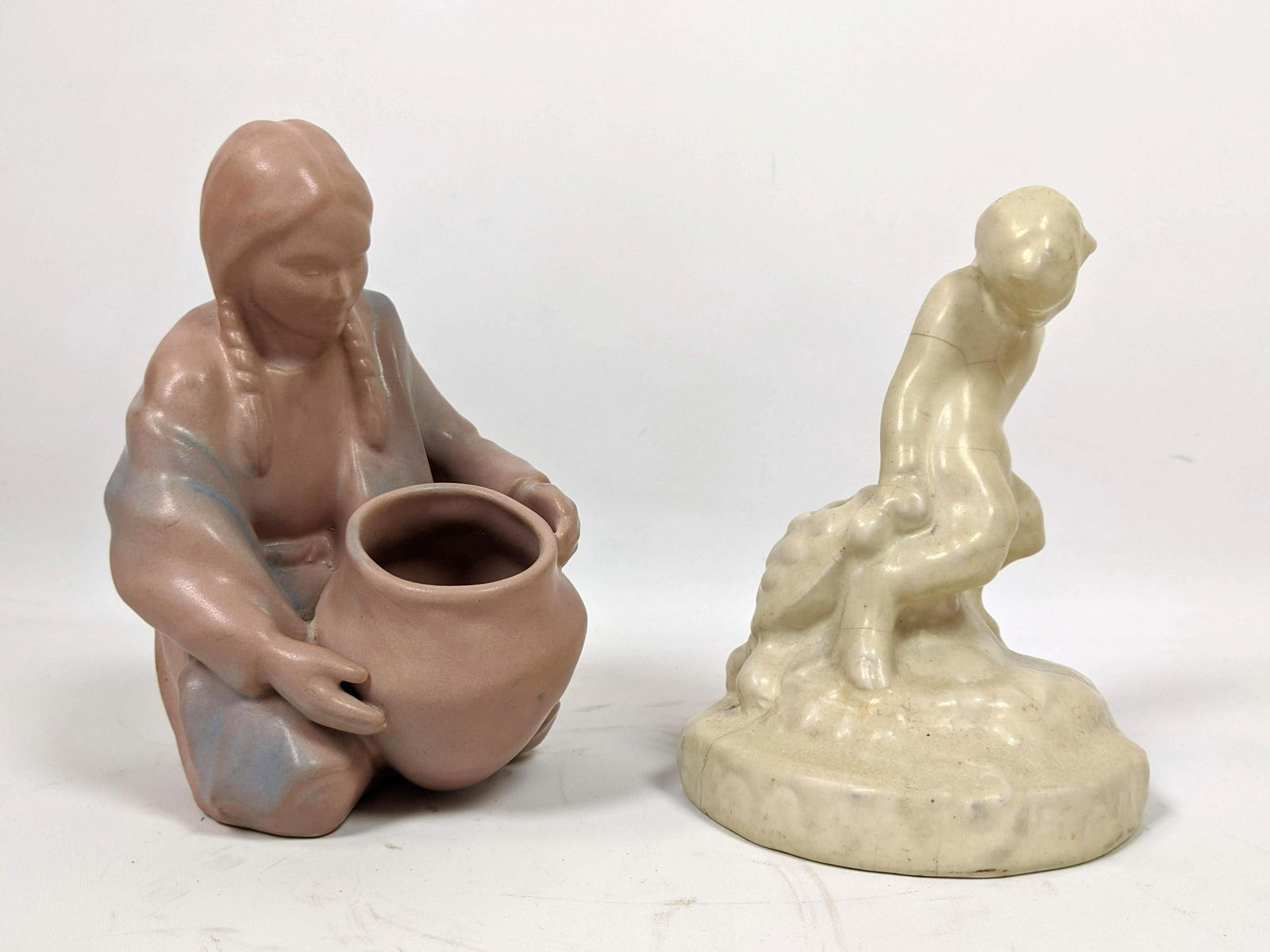 2pcs Figural Art Pottery Sculptures. Van Briggle figure (1 of 15)