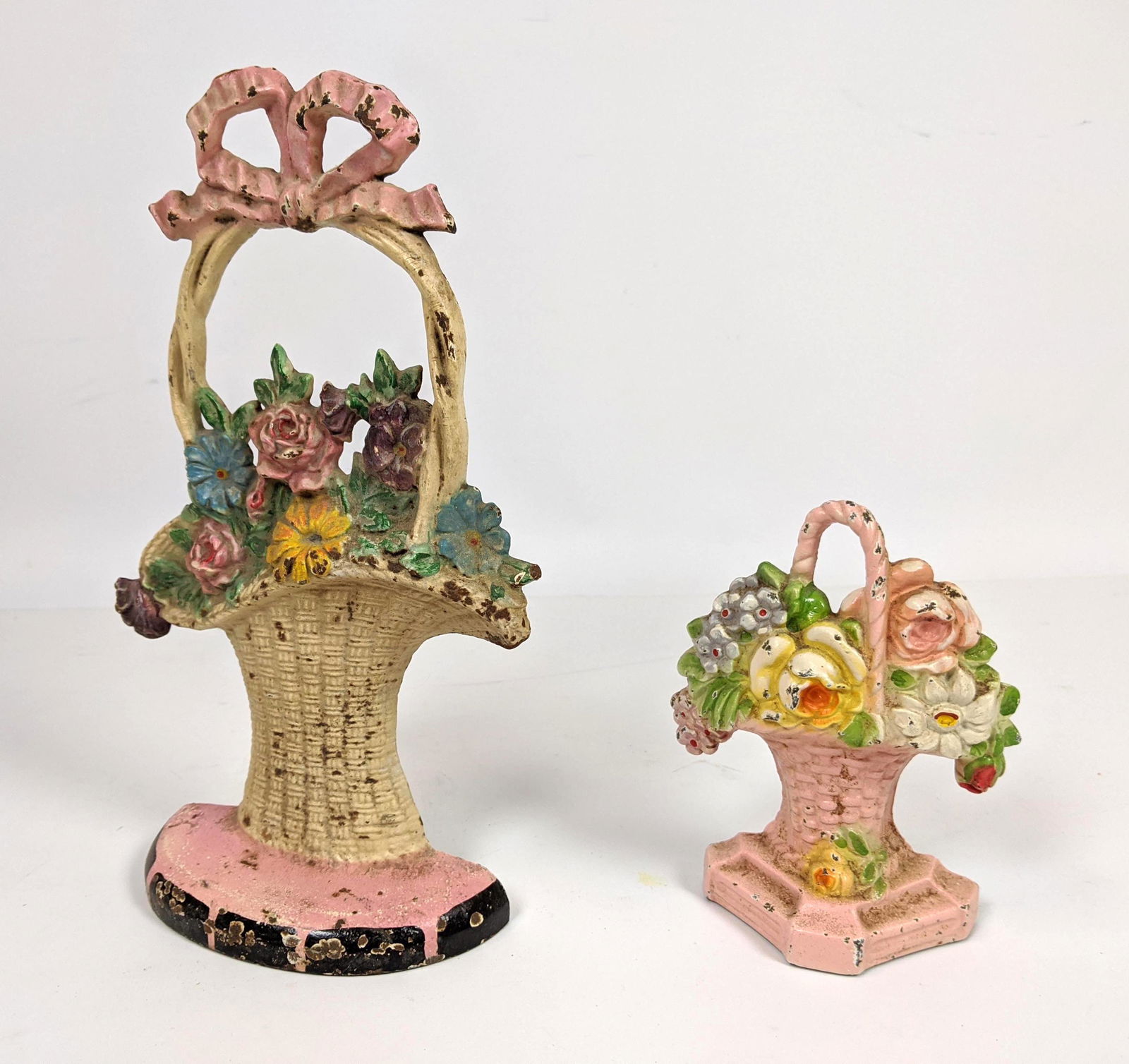 2pcs Antique Cast Iron Doorstops. Flower basket  Design (1 of 12)