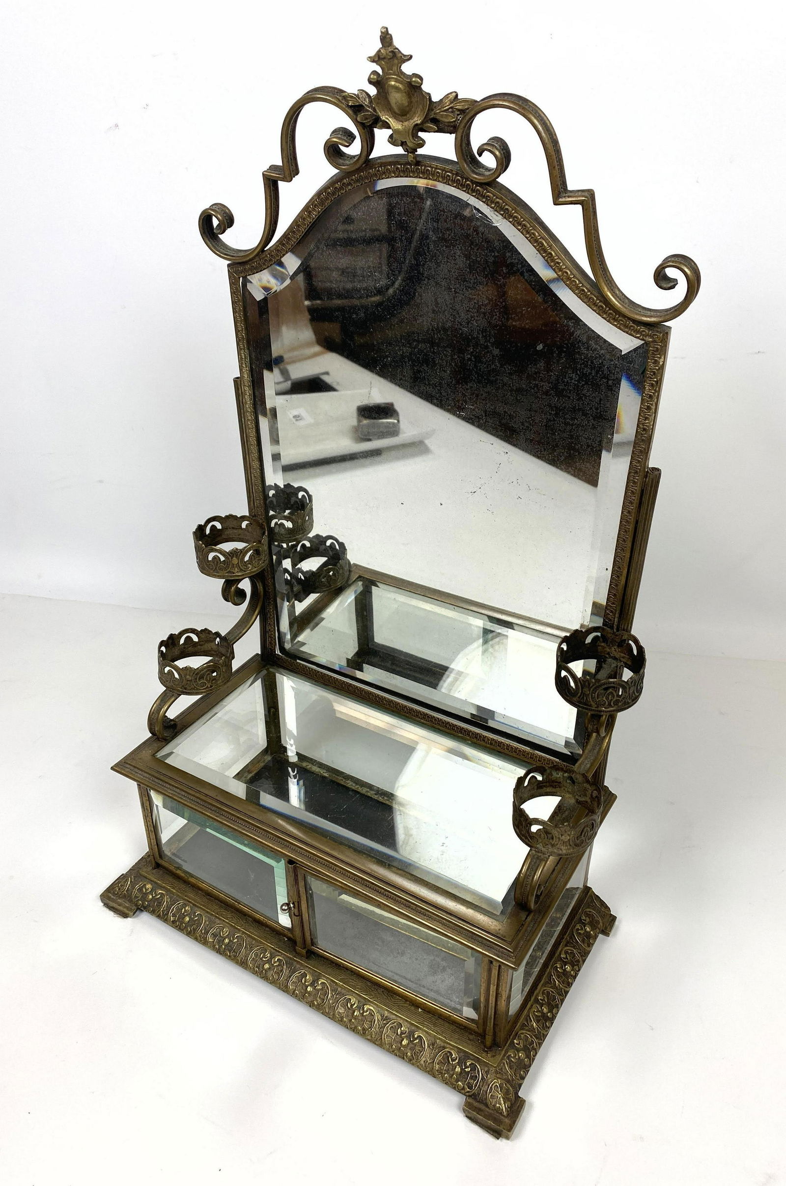 Antique Vanity Mirror Display Stand. Metal Bound with h (1 of 14)