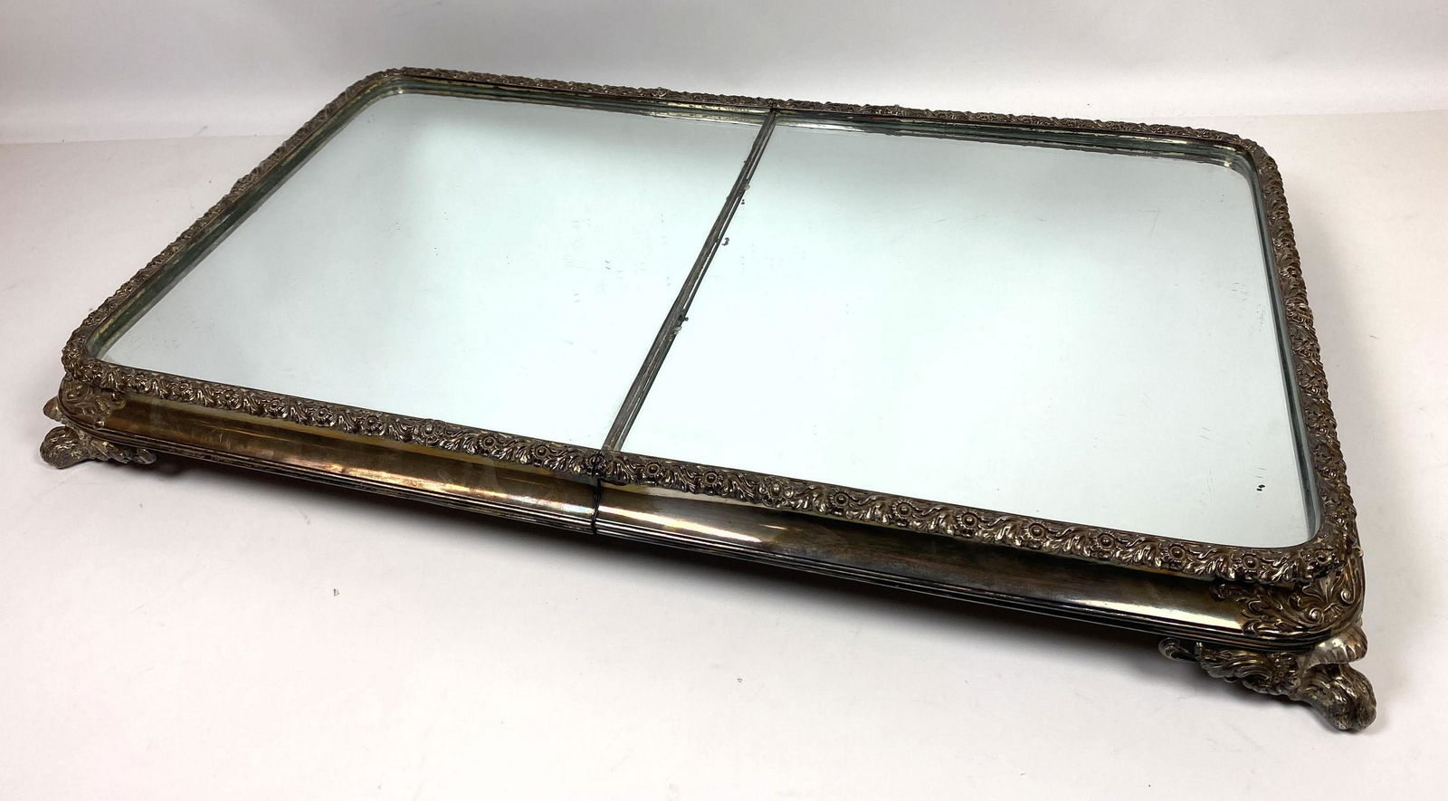 2 Part Silver Plated Plateau Mirror.  Antique silverpla (1 of 14)