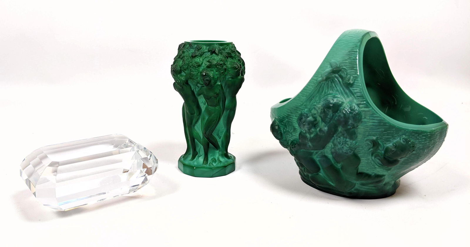 3pcs Decorative Glass. 2 pcs Malachite glass and Tiffan (1 of 13)
