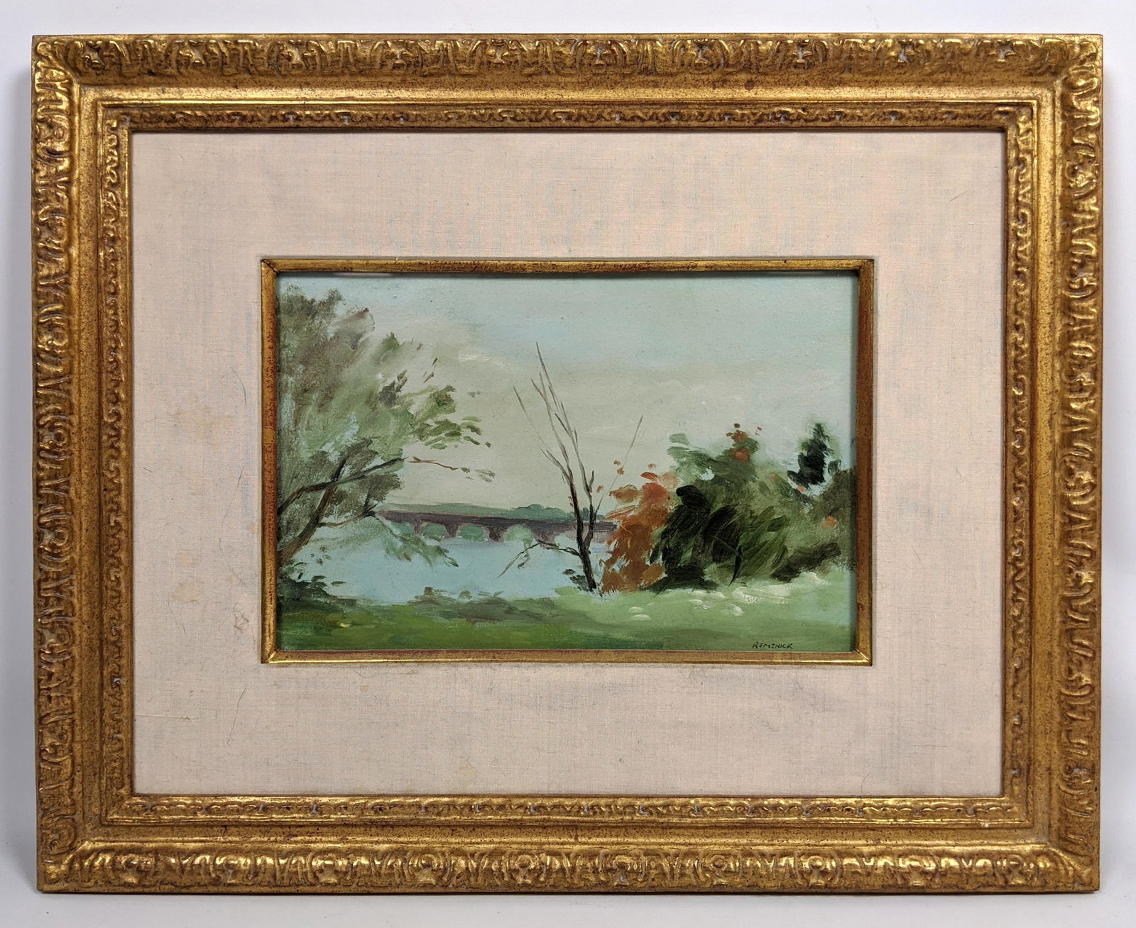 SEYMOUR REMENICK oil Painting framed Under Glass. Manay: SEYMOUR REMENICK oil Painting framed Under Glass. Manayunk Canal.-- Dimensions: Image Size: H: 7 7 inches: W: 10.5 10.5 inches -- FRAME SIZE: Frame Height 15 15 inches - Frame Width 19 19 inches ---