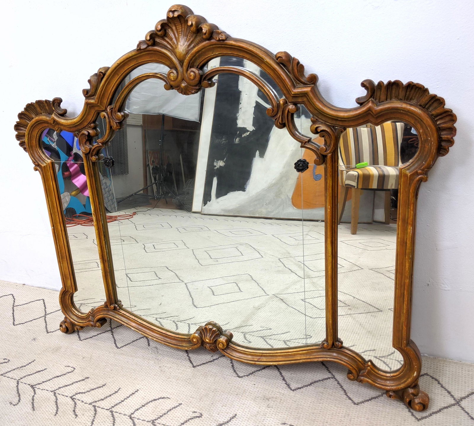 Large French Style Wall Mirror. Carved frame. (1 of 11)