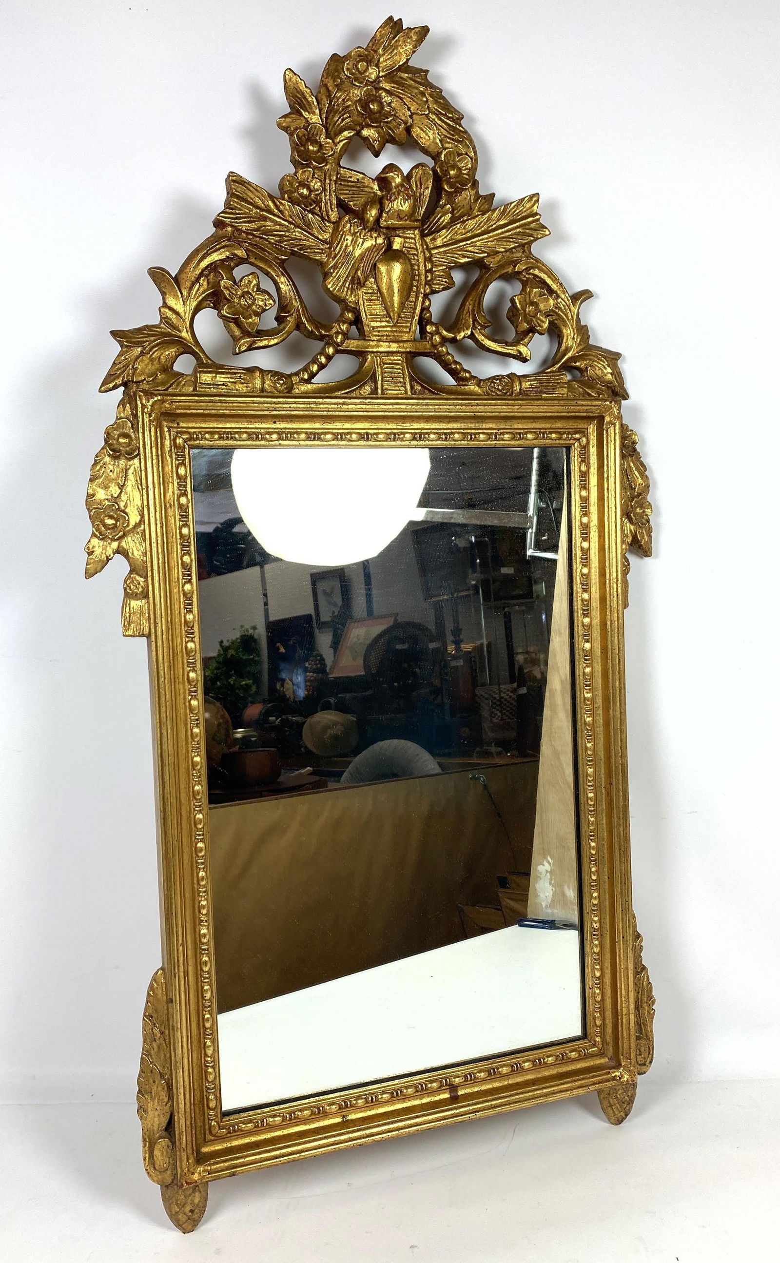 Fancy Gold Painted Wall Mirror. with Decorative Top Cre (1 of 9)