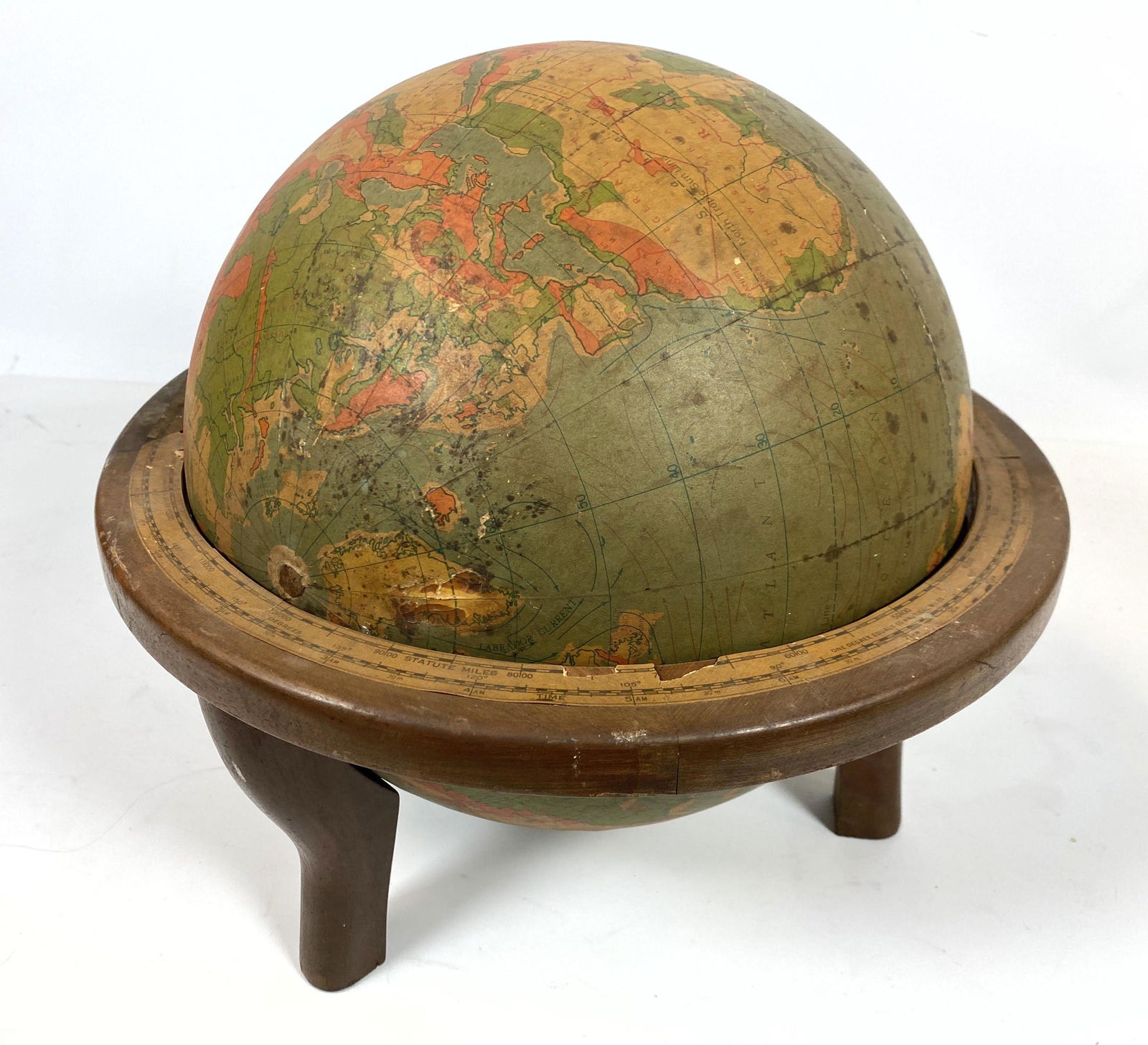 Vintage Metal Globe in wood stand. (1 of 14)