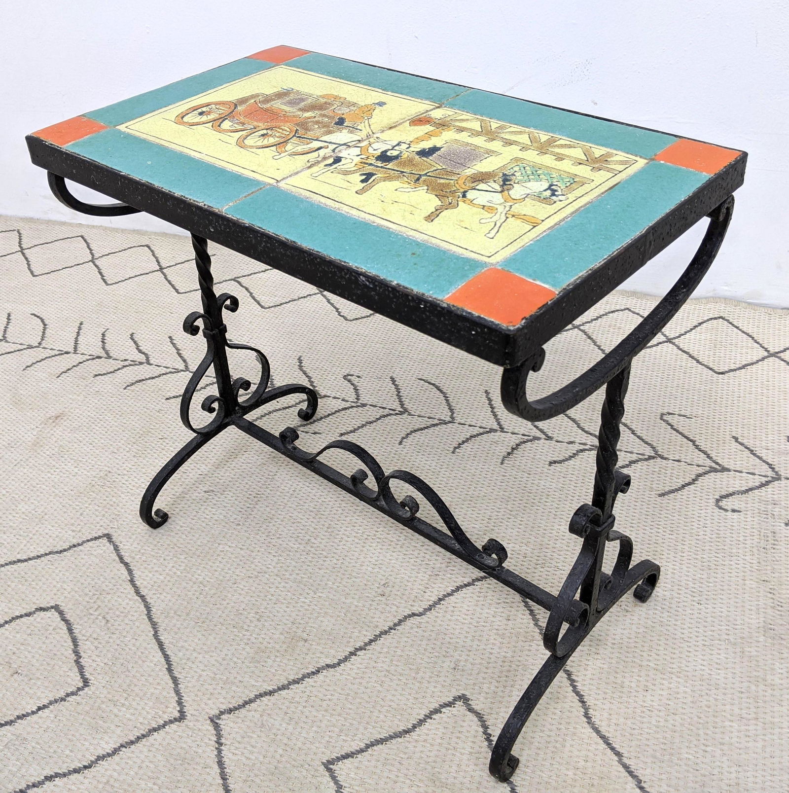 Colorful Catalina Style Tile Top Table.  Coaching scene (1 of 7)