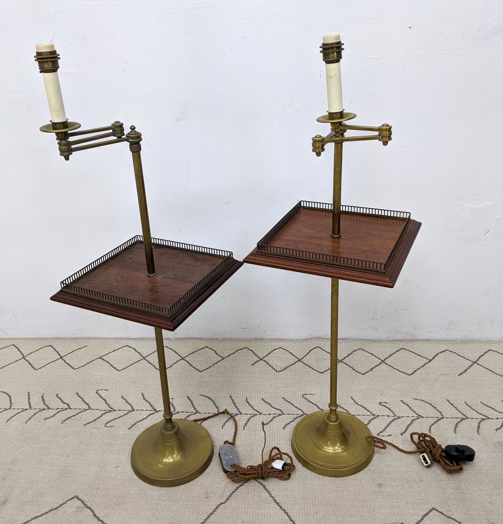 Pr of Brass Hinged Lamp tables with pierced gallery.  S (1 of 11)