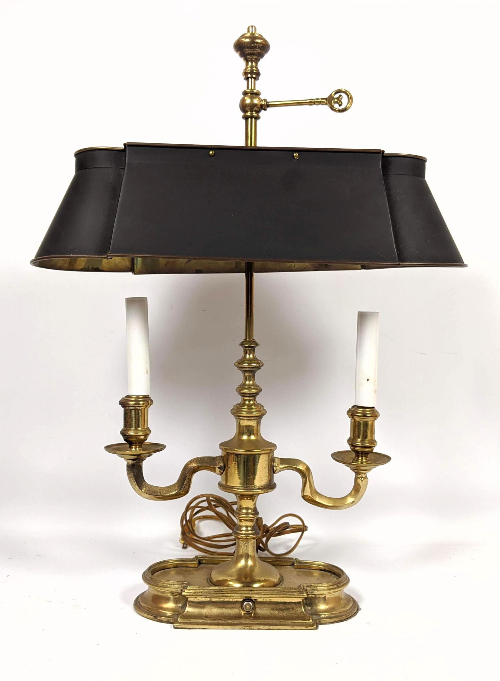 Brass Double Arm Desk Light Lamp with Black Painted Sha (1 of 10)