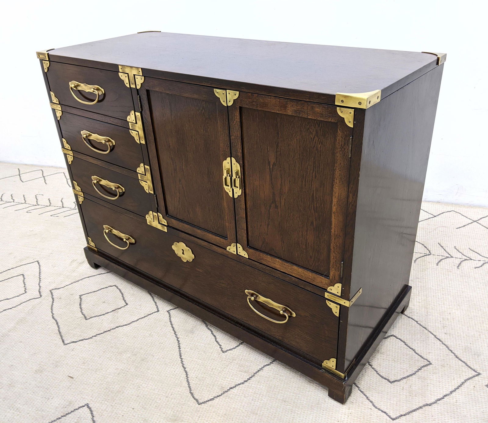 CENTURY FURNITURE Campaign Style Dresser Cabinet. Brass (1 of 11)