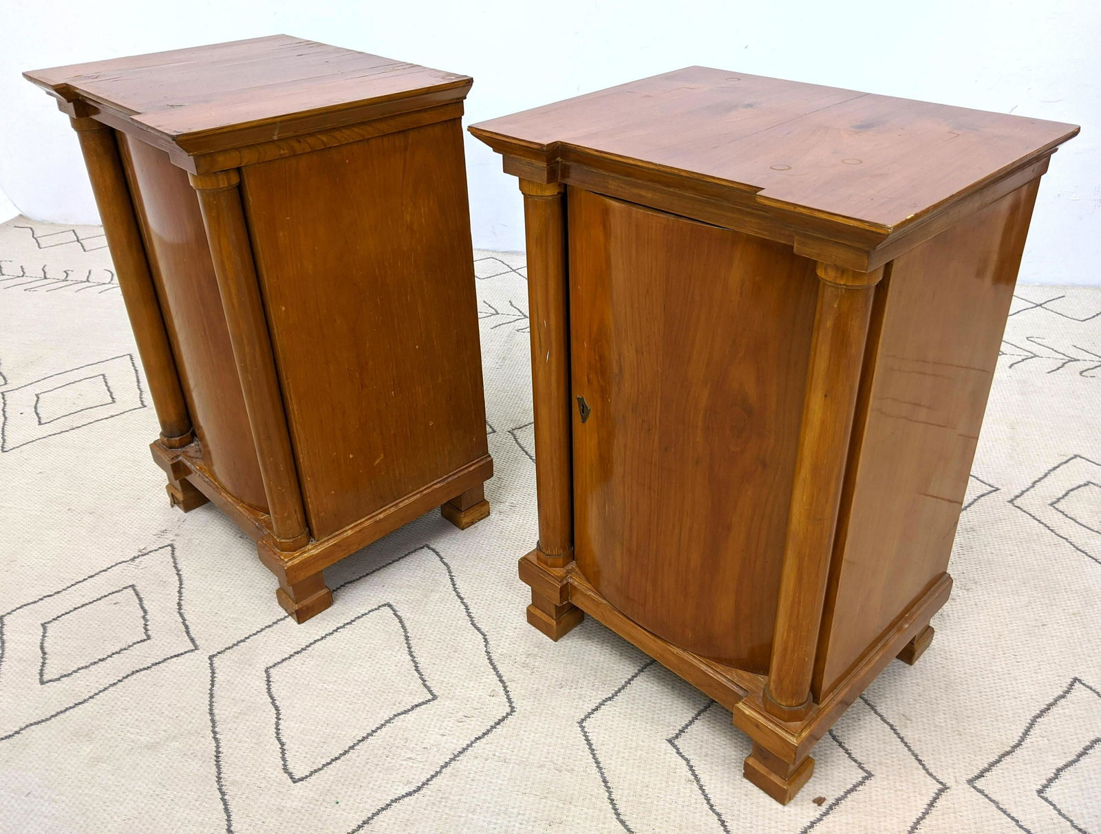 Pair Empire Style Side Table Cabinets.  Bow Door Stands (1 of 15)