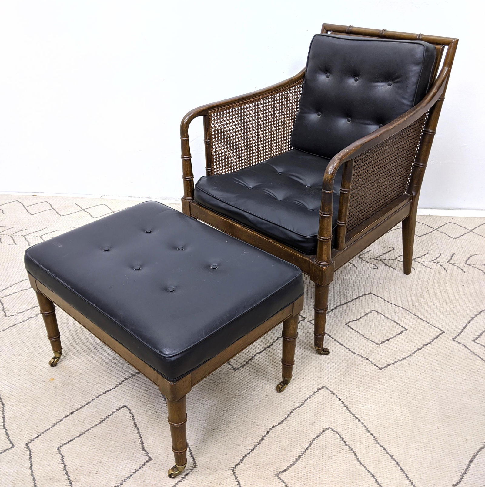 Decorator Regency Style Lounge Chair and Ottoman.  Cane (1 of 18)