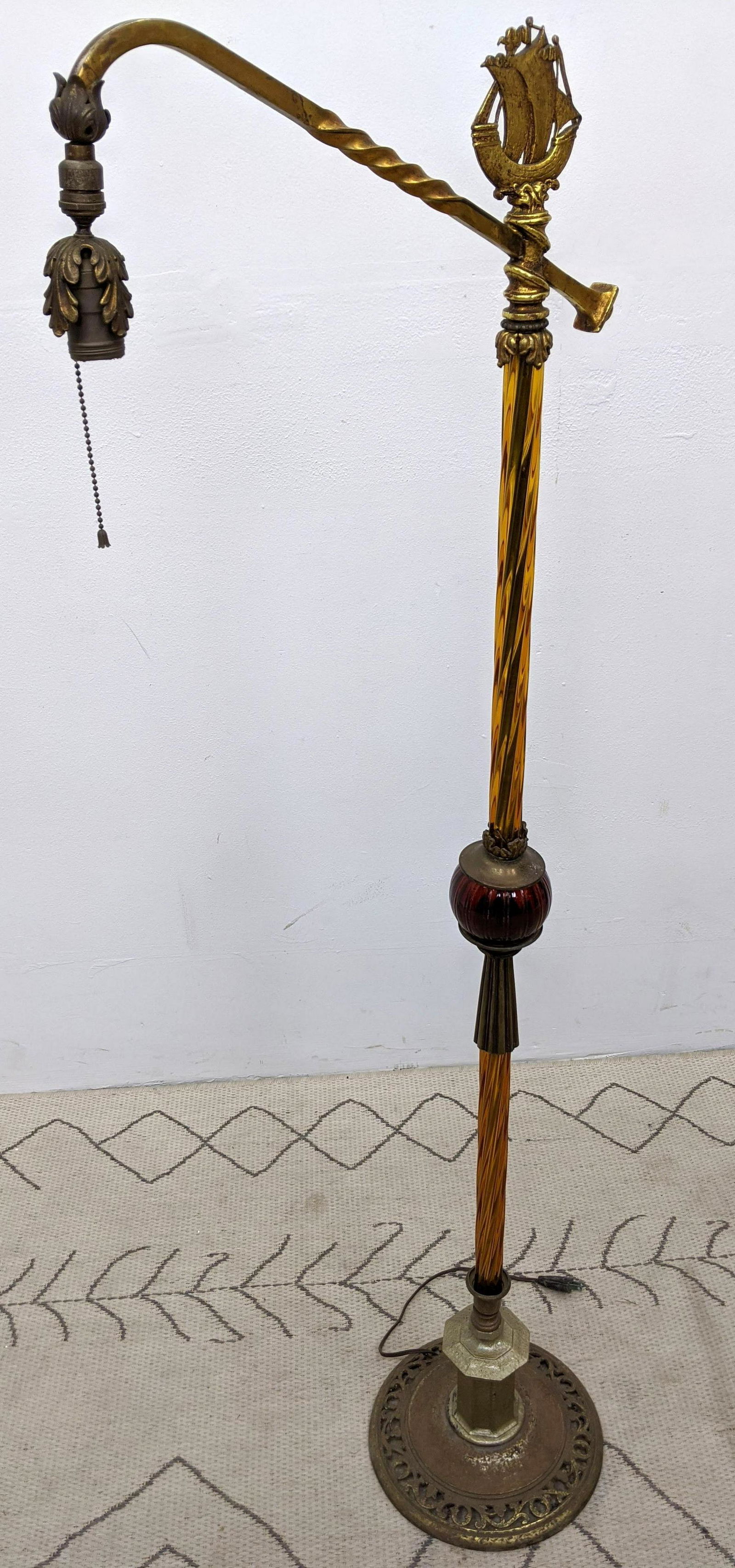 Vintage Bridge Floor Lamp with Glass detail  Stem and S (1 of 9)