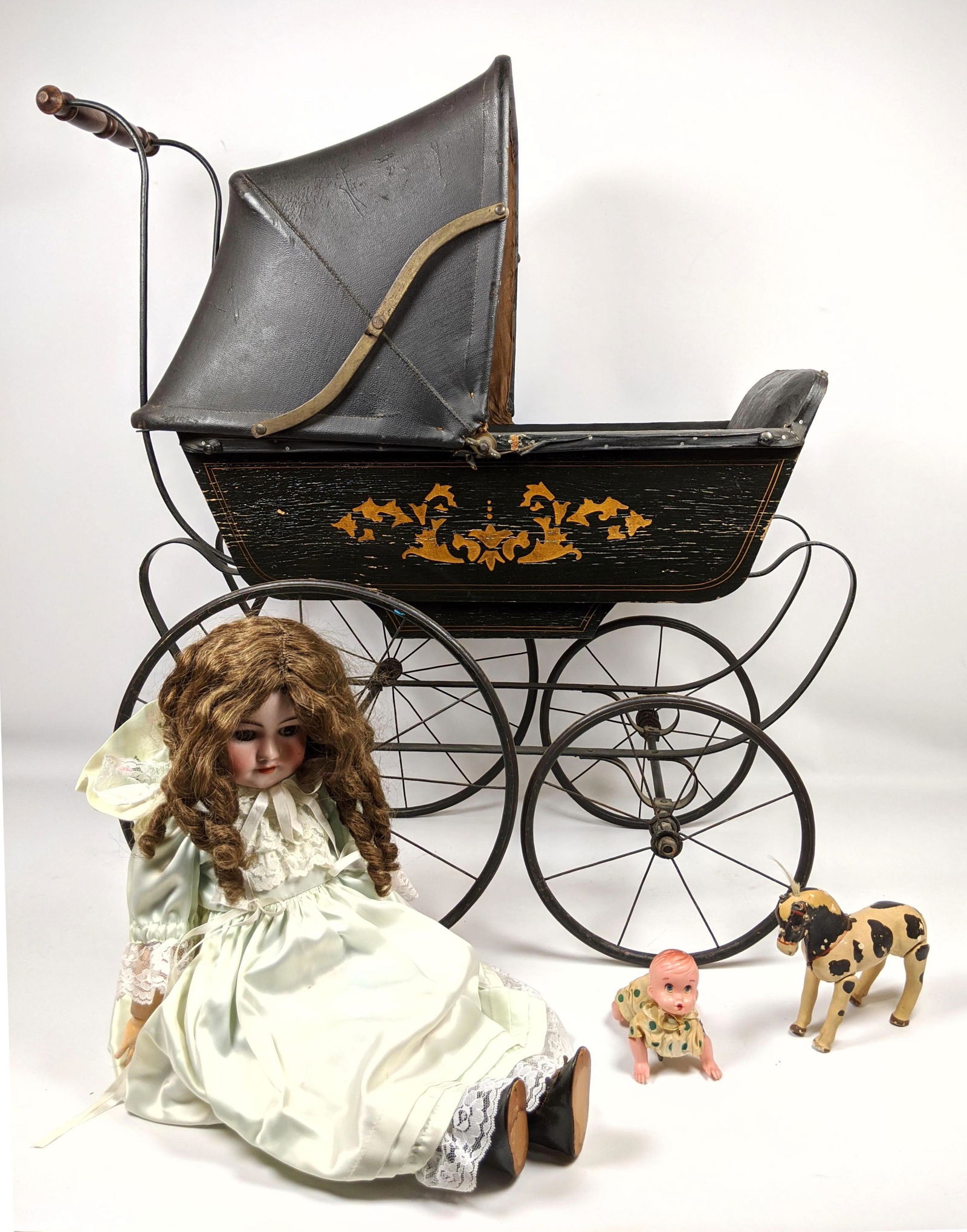 Pram and Doll Toy Lot.   Simon and Halbig porcelain dol (1 of 20)